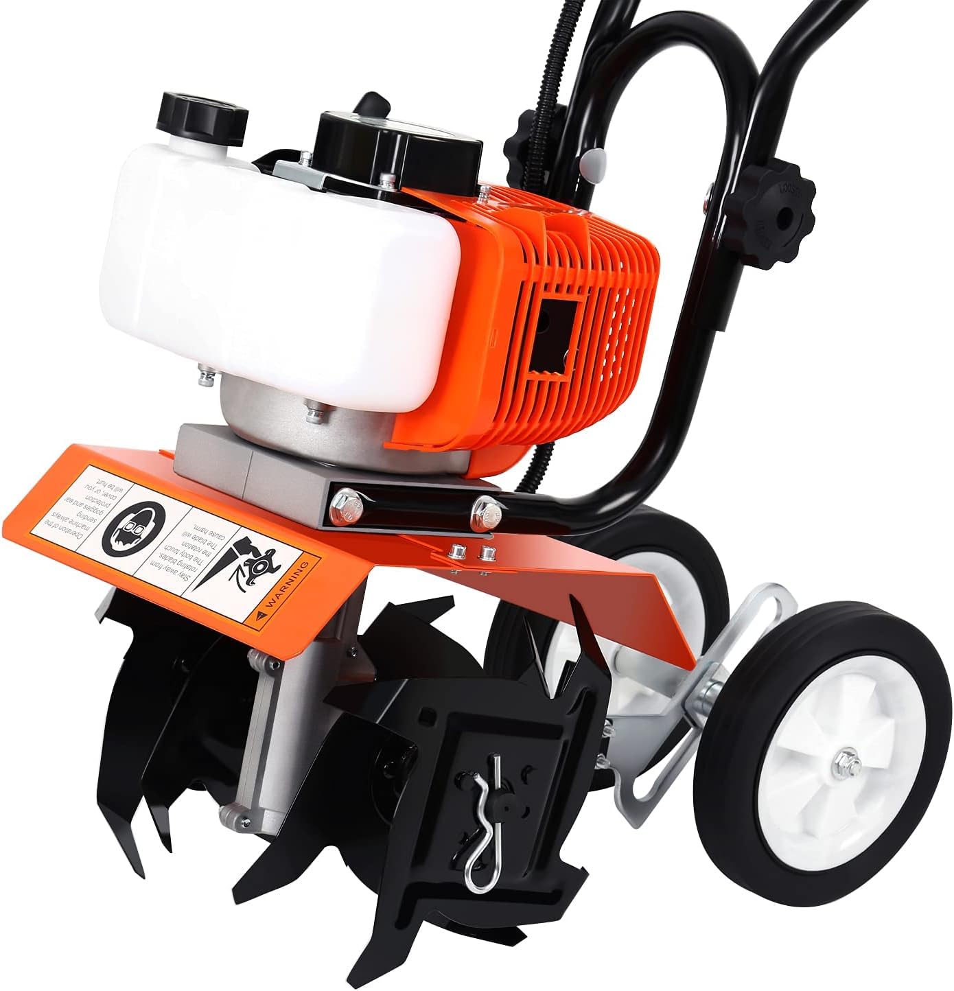 52CC Motoculteur Thermique Essence, Léger 2 Temps Cultivateur Motoculteur, Petite Taille Motobineuse Essence avec Moteur Puissant, Cultivateur à Roue, Facile à démarrer et à Utiliser