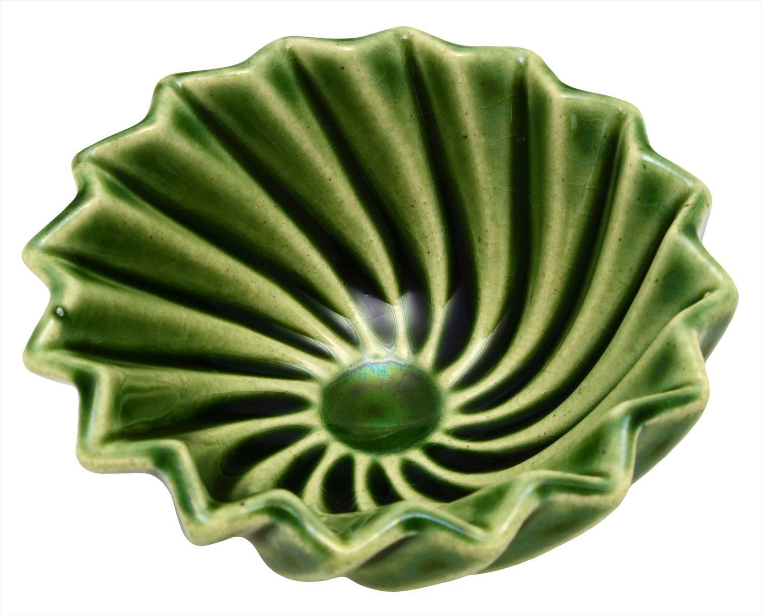 Oribe Green Frill Bowl – Handcrafted Seto Ware