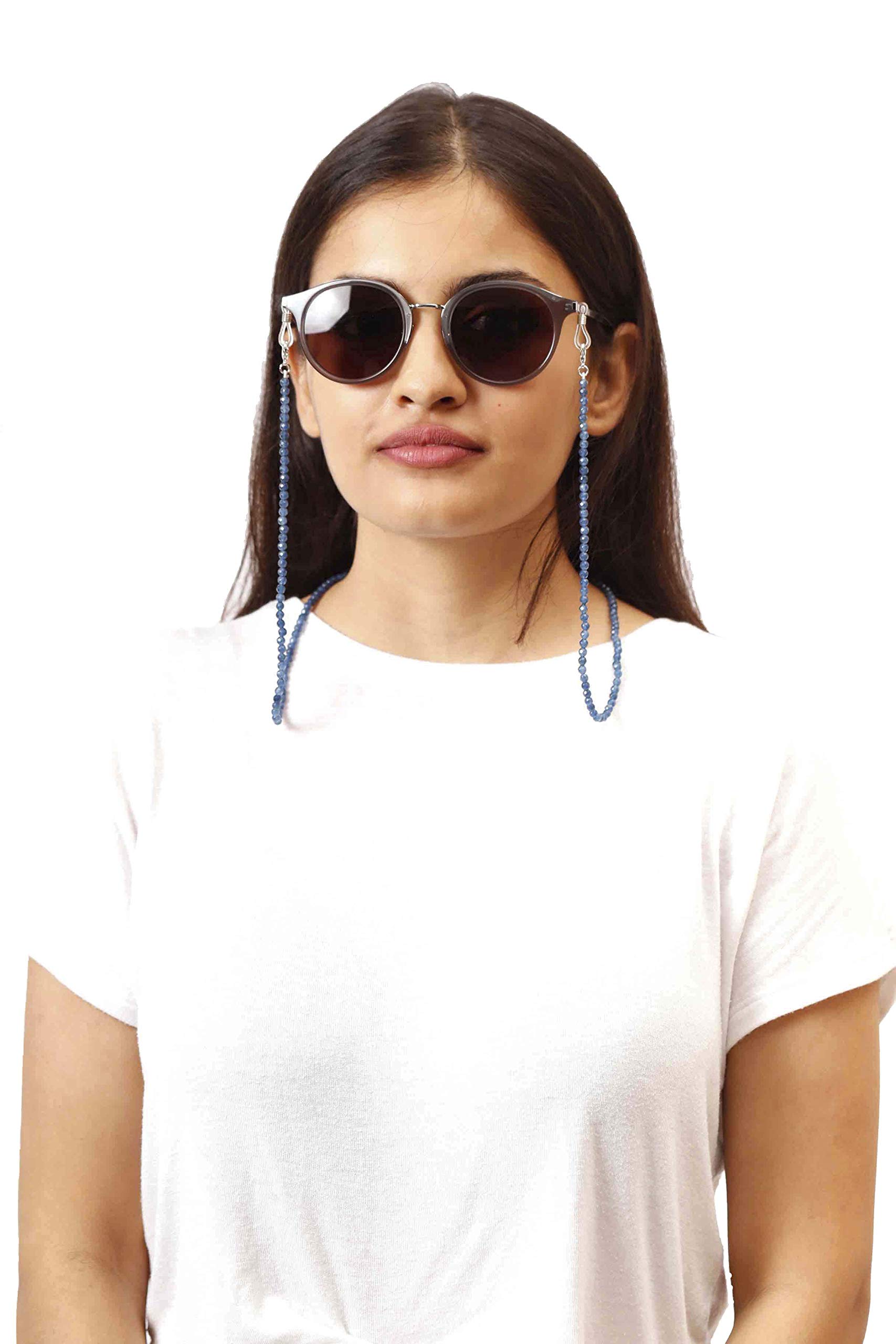 Specs Chain for Men & Women - Spectacle Holder Strap - Mask Chain - 925 Sterling Silver - Semi Precious Beaded - Eye Glass Goggle Hanger Lanyard - Fashion Accessories - Unisex Birthday Gift - 28"-image-3
