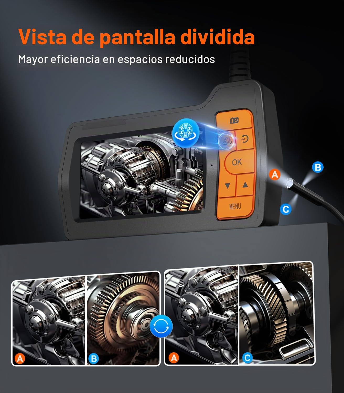 15M Endoscopio Camara de Inspeccion Triple Lente Cámara Endoscópica 5.0'' Pantalla IPS 1080P HD Endoscopio Boroscopio con 8 Luces LED Camara Endoscopica IP67 Camara Inspeccion Tuberias 32 GB