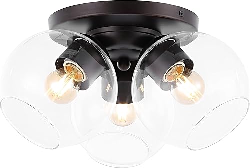 Miniatura 7 de JONATHAN Y JYL7568B Iris de 11.5 pulgadas con 3 luces LED rústicas de hierro y vidrio semiempotradas de 11.5 pulgadas, montaje costero