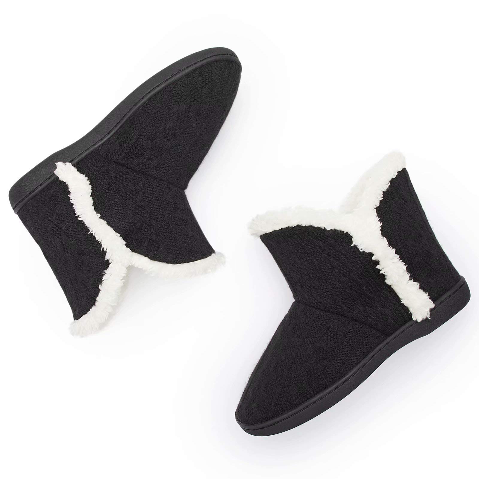 TUOBUQU Women Warm Bootie Slippers Fluffy Plush Indoor Outdoor Winter Booty Slippers
