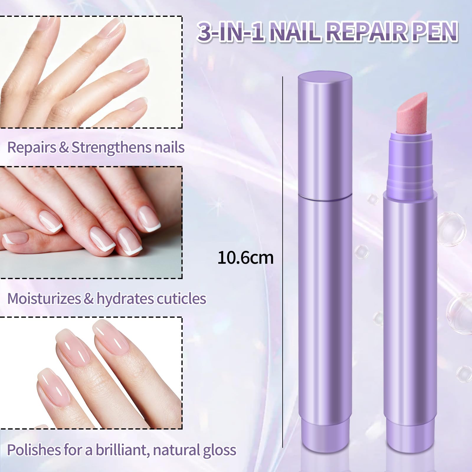 2 Pezzi Pennino 3 in 1 per la Cura di Cuticole e Unghie, Penne Liquide per Rimozione Cuticole, Penna Olio per Cuticole Unghie per Unghie Secche, Screpolate e Danneggiate