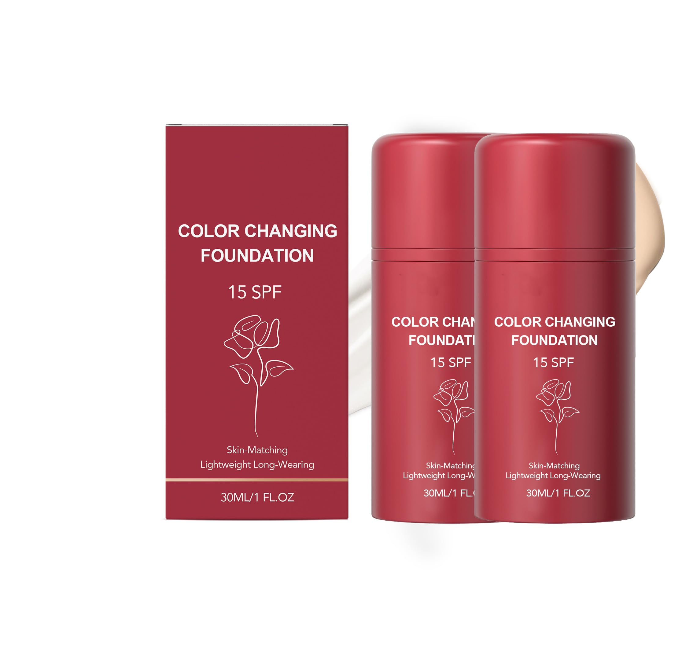 Photo 1 of 2 Pack Color Changing Foundation for Mature Skin – Self-Adjusting Skin Tone Matching Makeup, Hydrating Liquid Concealer for Fine Lines & Wrinkles, Dewy Natural Finish, 1 Fl Oz