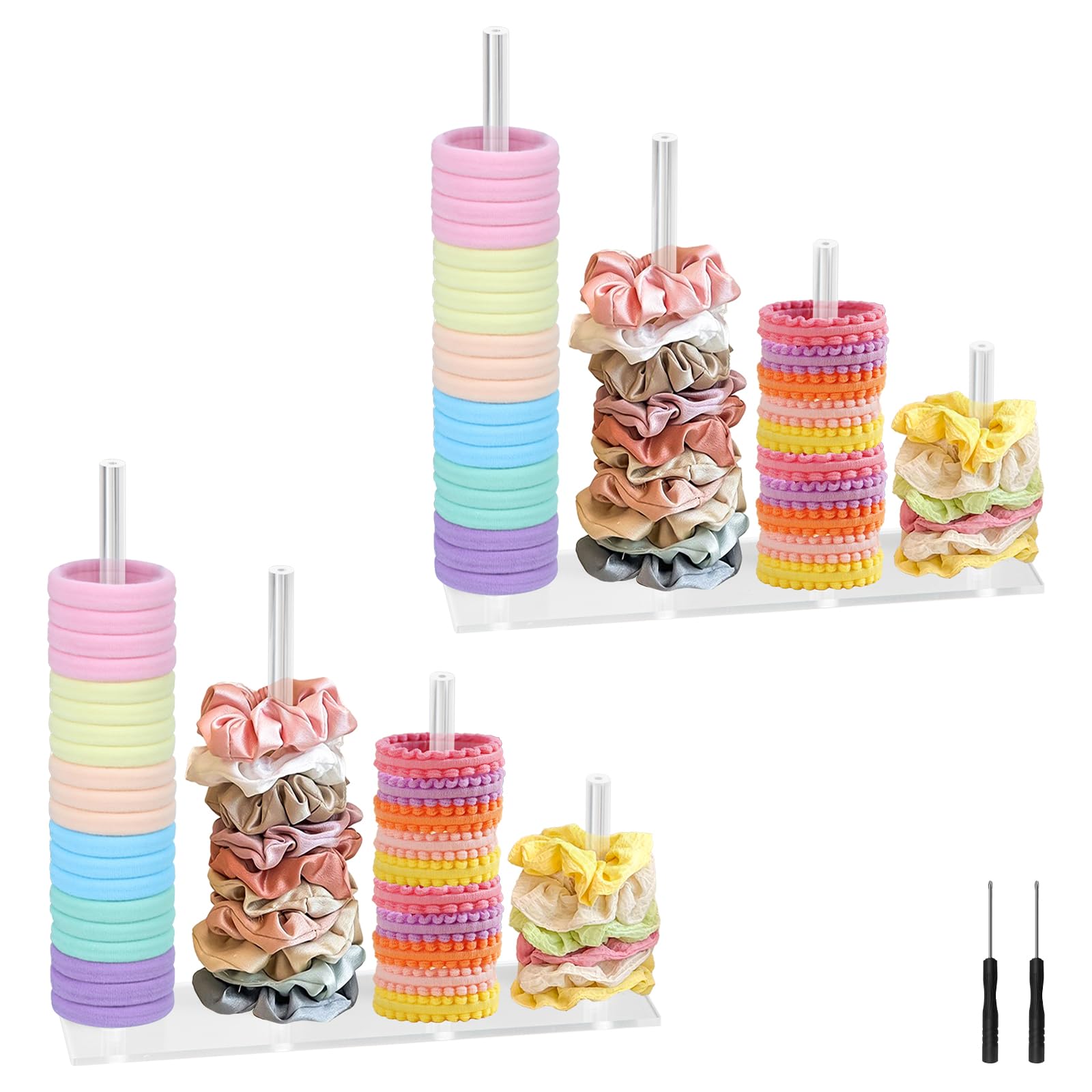 Keboyoe 2 Packung Haargummi Halter aus Acryl 4-Tier Acryl Sc