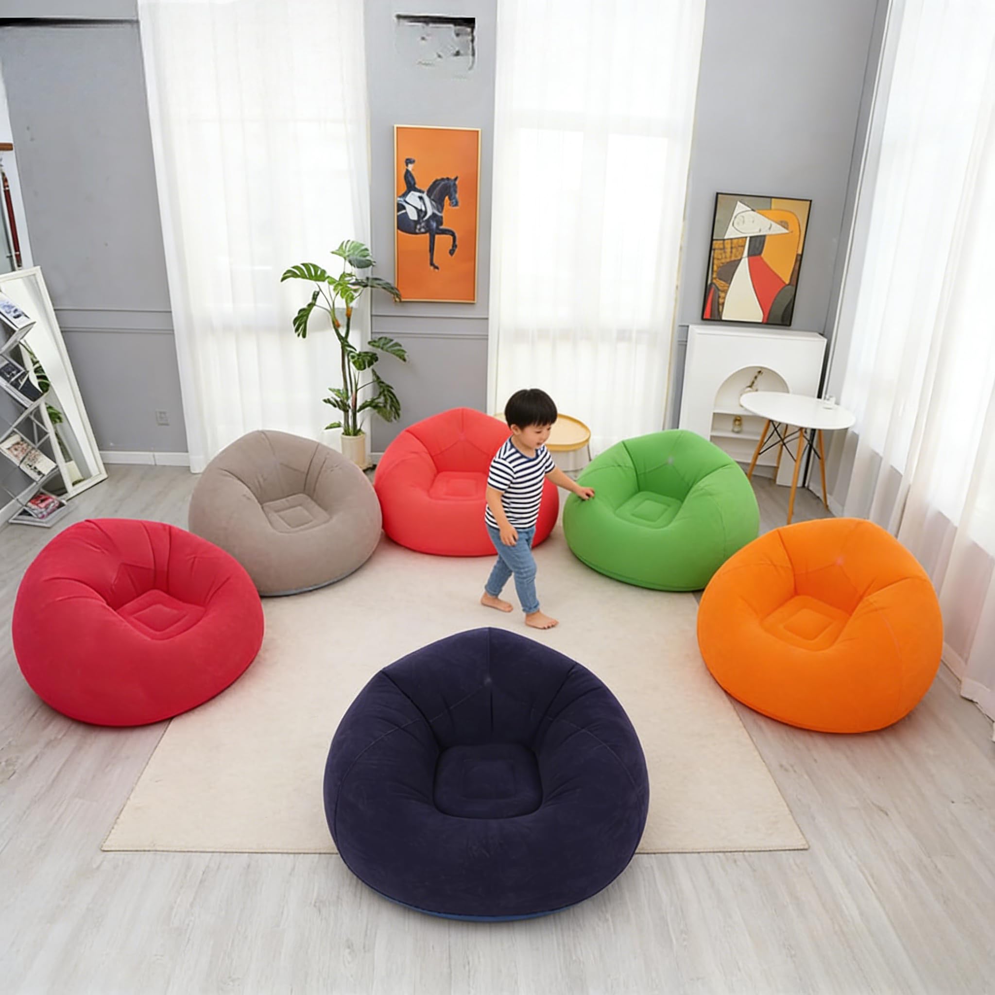 Divano gonfiabile e poltrona, pouf gonfiabile, comodo divano pieghevole per soggiorno, campeggio e giardino, gonfiabile e lavabile, poltrona singola per relax e tempo libero (rosso)
