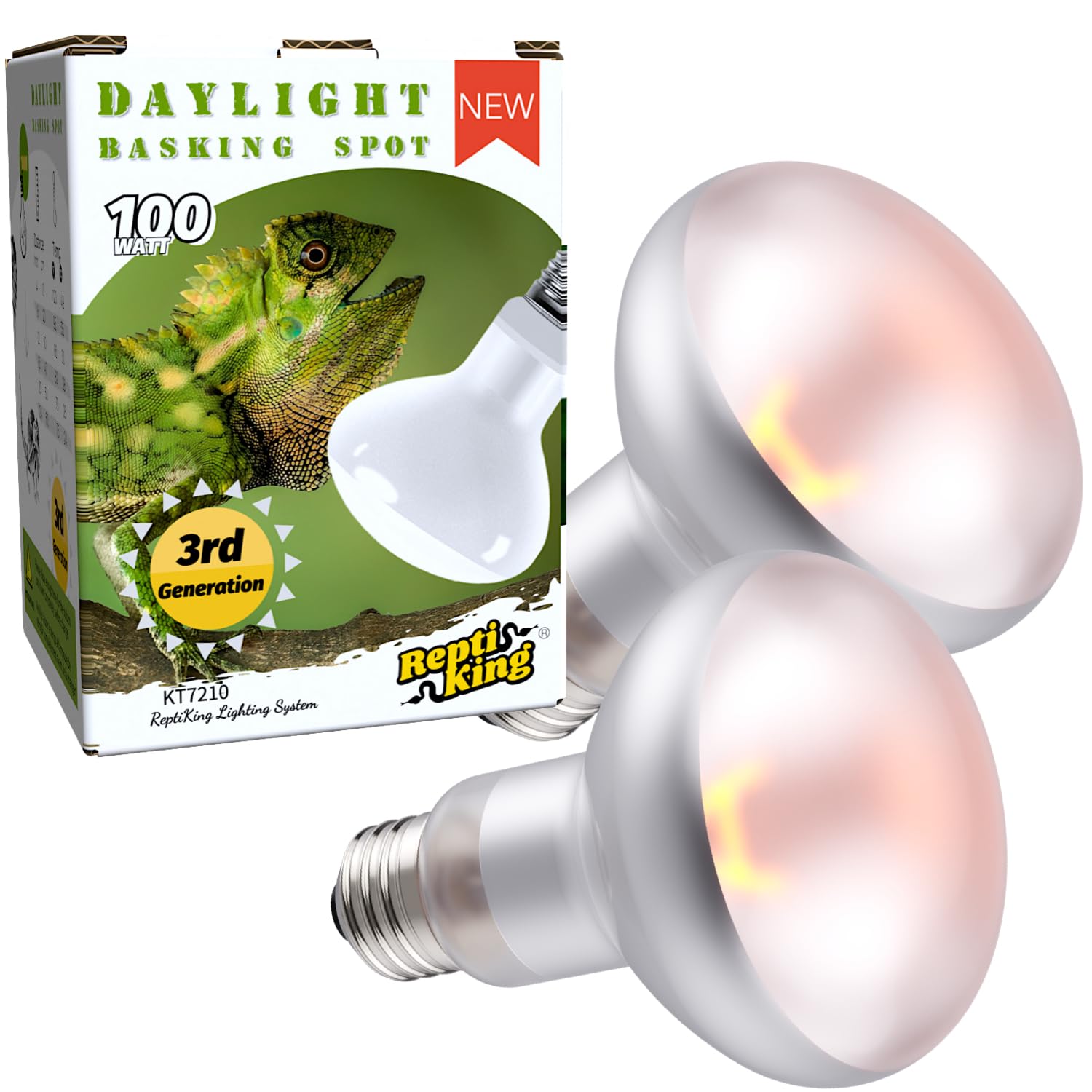 Reptile Heat Lamp, 100W 2-Pack Incandescent Basking Spotlight Bulbs for Reptiles Terrarium Tanks, Reptile Heat Bulb for Infrared Light, Bearded Dragon Heat Bulbs (100W)