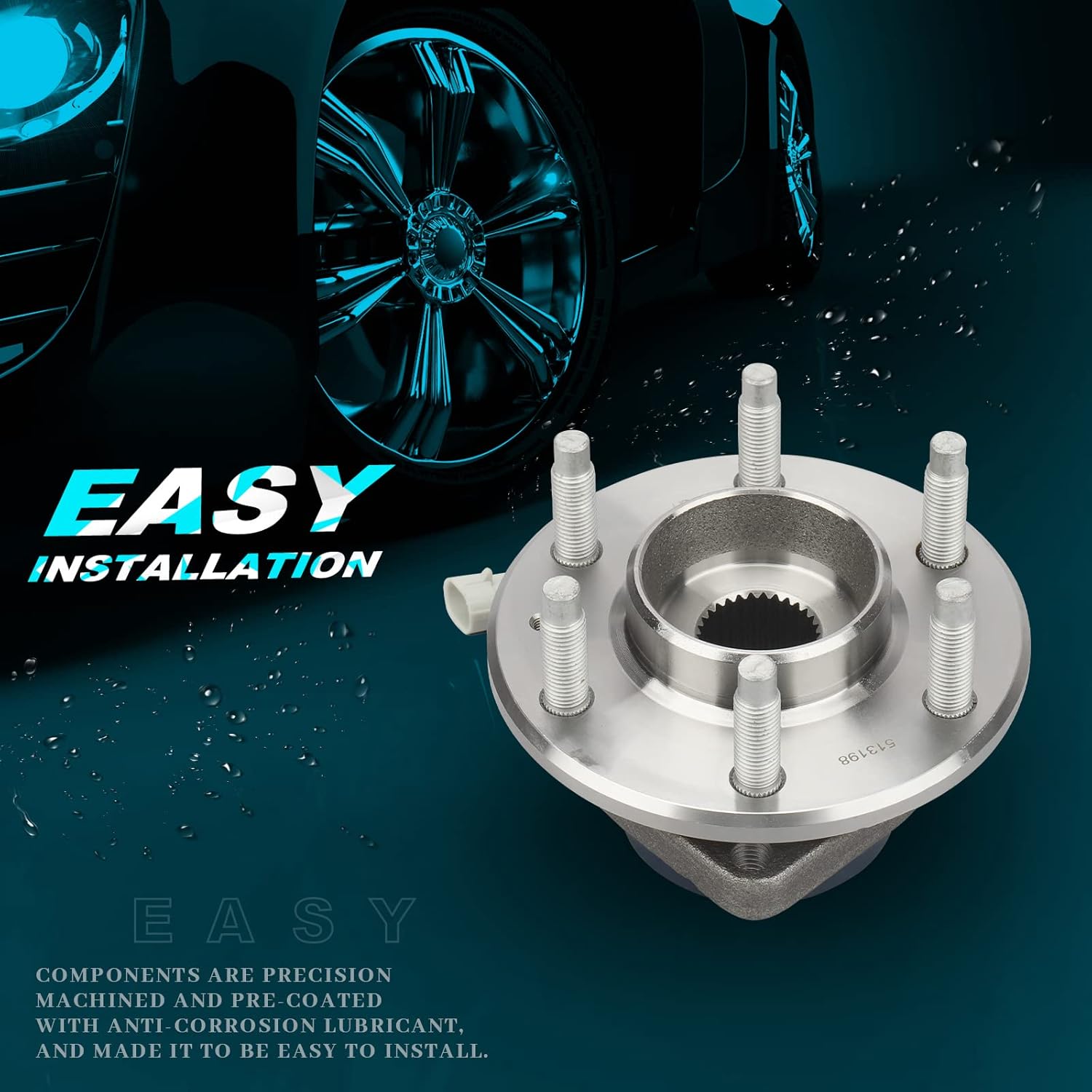 IRONTEK Front Wheel Hub and Bearing Assembly 513198x2 Fits 2004-2009 for Cadillac SRX Base All-Wheel Drive (6lug W/ABS) 2PCS