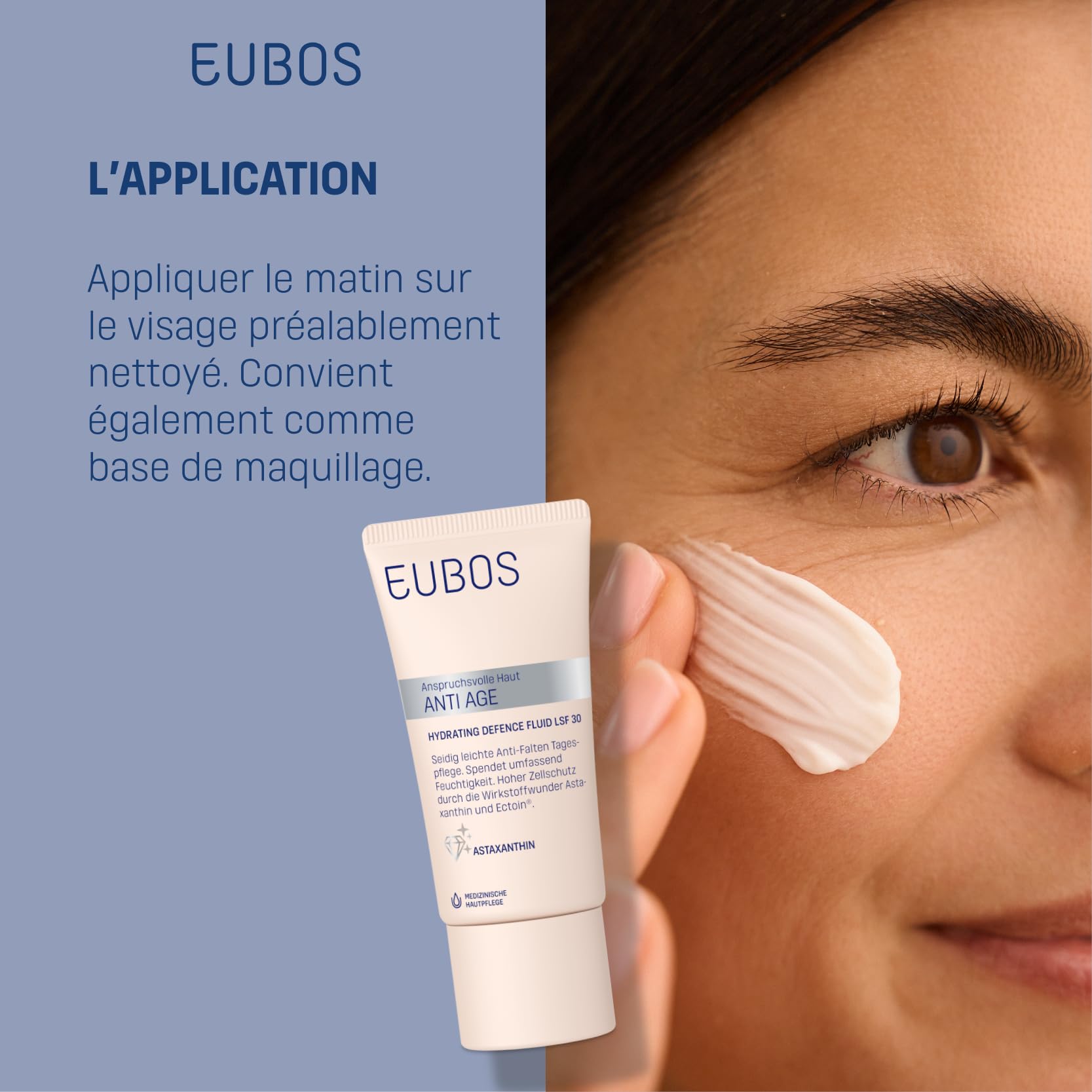 EUBOS | ANTI ÂGE | Fluide Défense Hydratante SPF 30 – Crème Visage Anti-Âge à l’Astaxanthine & Hyaluron | Hydratation 72h & Protection Cellulaire | Anti-UV & Radicaux Libres | 50 ml