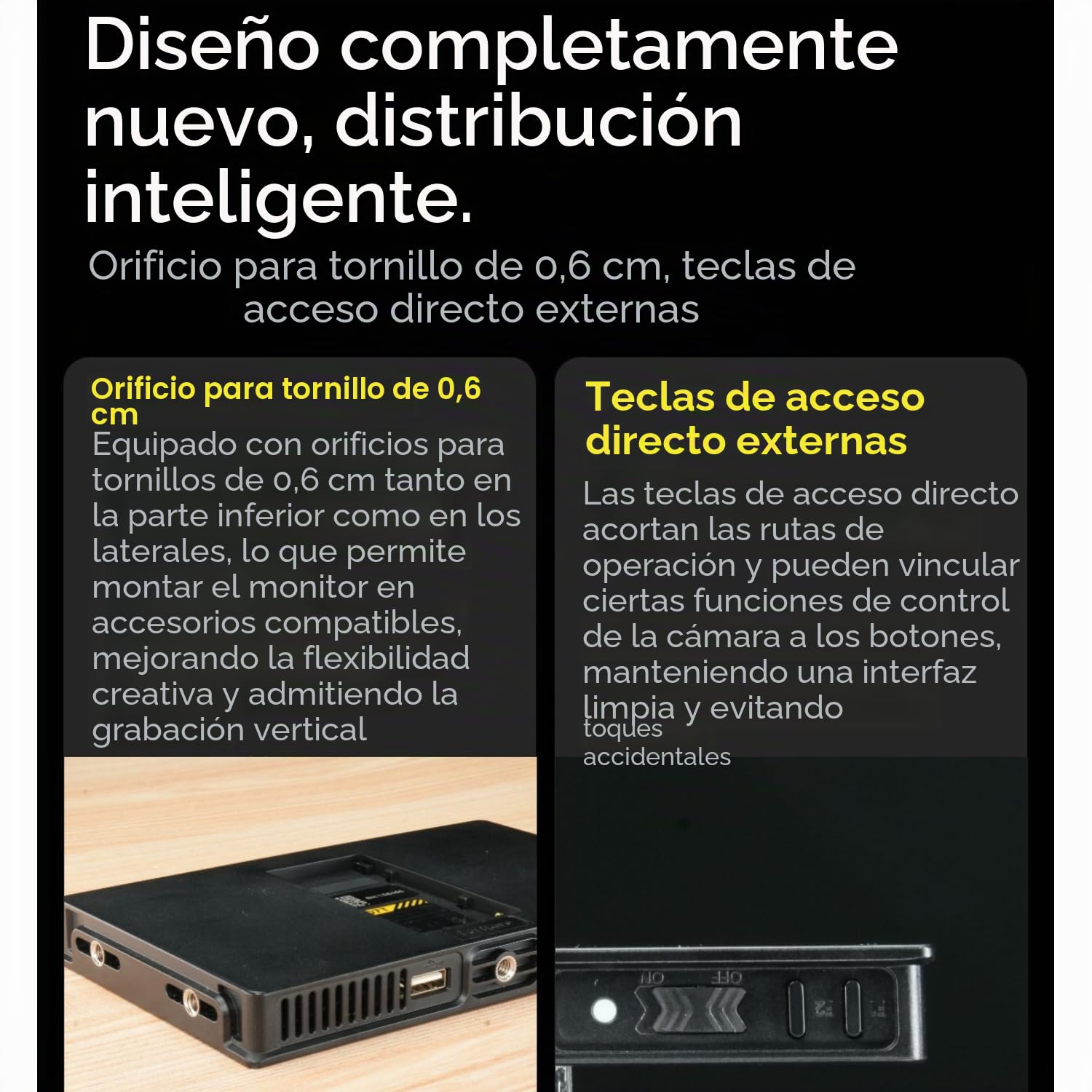 PortKeys HD7T Monitor de campo de cámara táctil de 7 pulgadas, 1000 nits, monitor de cámara DSLR, entrada y salida HDMI 4K, Full HD 1280 x 800 IPS, 3D lut, vídeo pico, asistencia de enfoque para