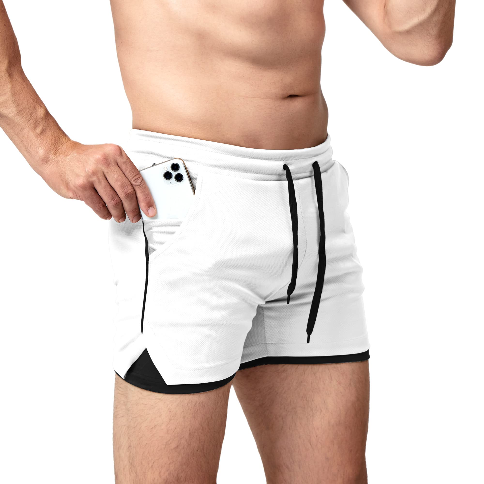 EVEDESIGN Men's Athletic Shorts Quick Dry Gym Bodybuilding Workout Shorts 5 Inch Inseam Shorts Gym Shorts