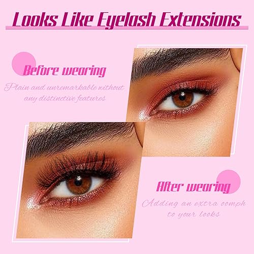 Miniatura 4 de Veleasha Pestañas rusas con banda transparente que parecen extensiones de pestañas rizadas D, paquete de 10 pares (DT04)