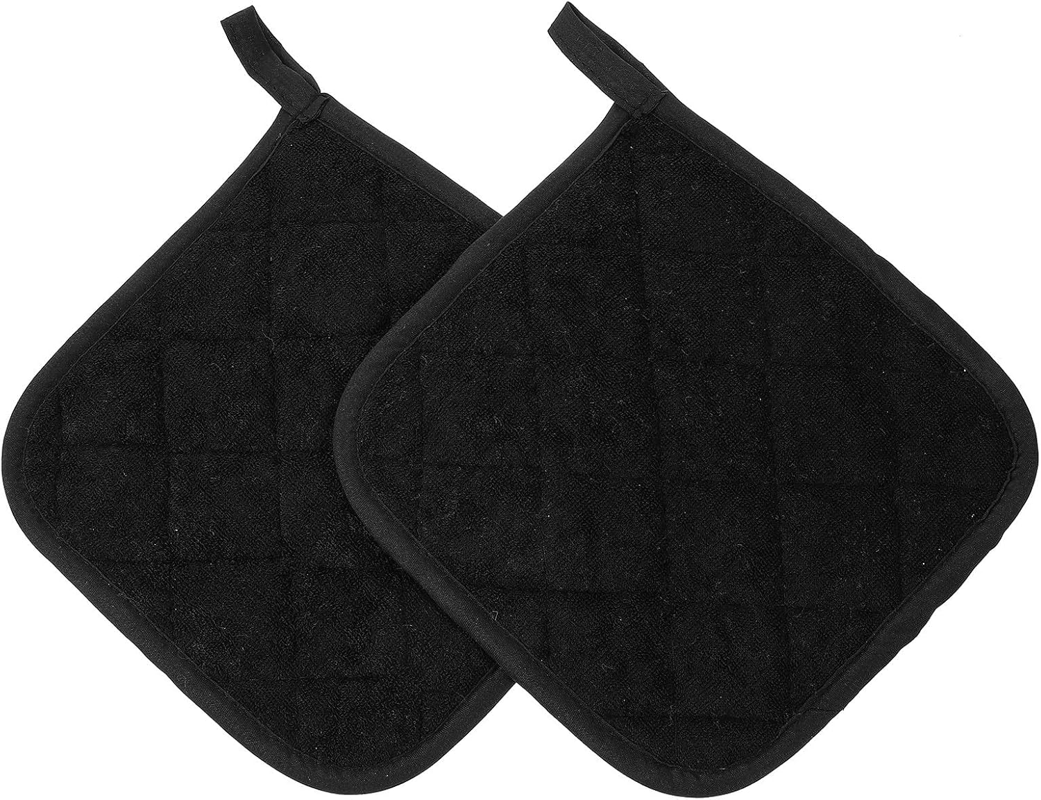 2pcs Cotton Heat Insulating Table Mat for Pots and Tableware, Black