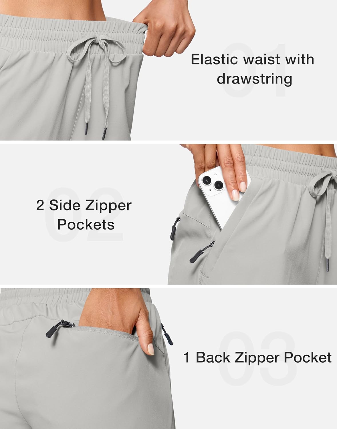 SANTINY Women's 7''/ 9'' Hiking Shorts with 3 Zipper Pockets Lightweight Quick Dry Long Athletic Golf Shorts for Women Casual - Image 5