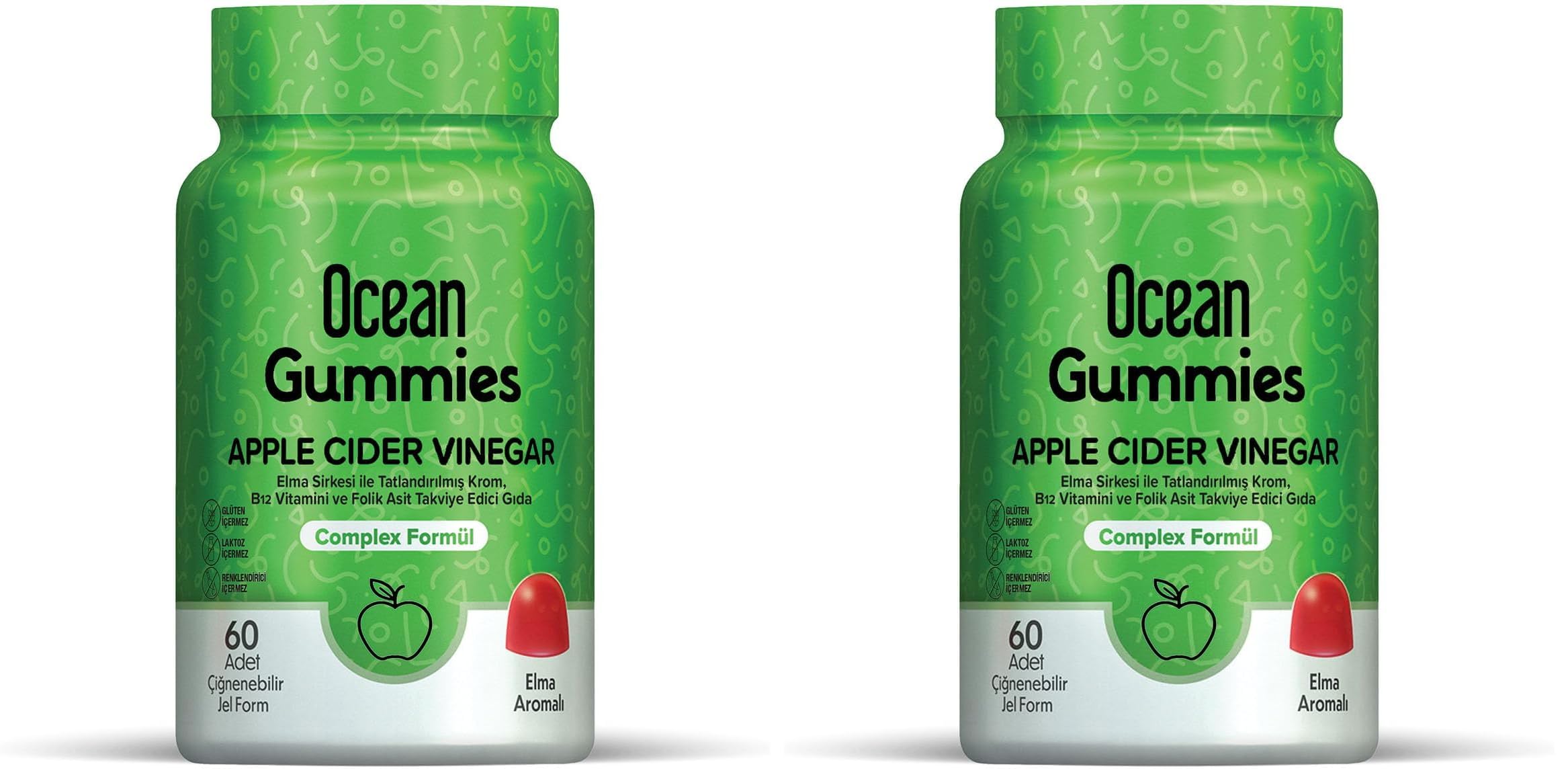 Ocean Gummies Apple Cider Vinegar, Çiğnenebilir Jel Form (2 paketi)