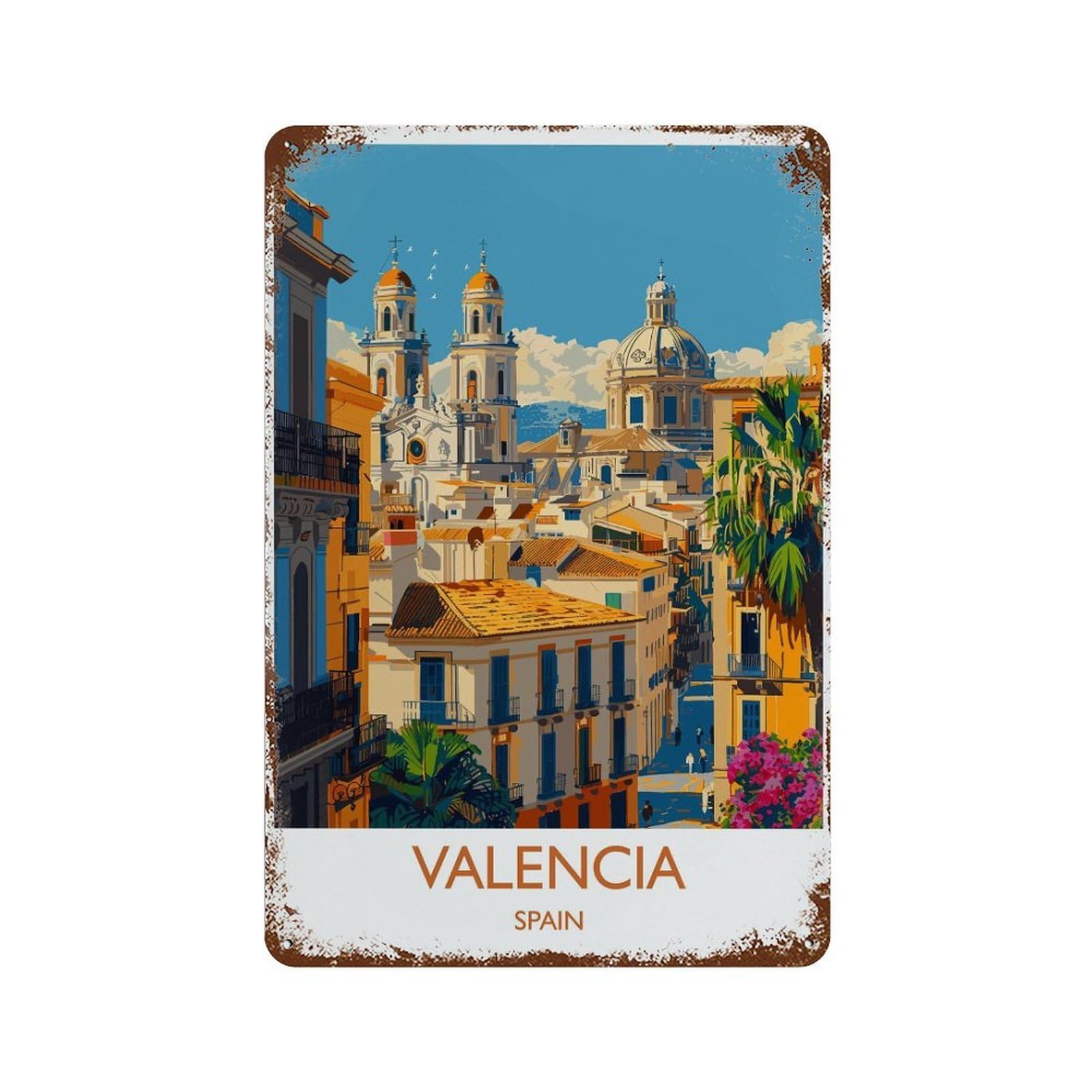 xiaoxiaoshen Valencia Travel of Spain Lovers Gift (4) Wall Decor Art Metal Tin Poster Modern Home Decor Art Home Bar Shop Decorations Vintage Sign 30x20cm