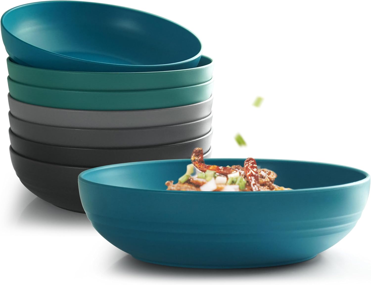 Teivio 8.4" Large Plastic Pasta Bowls Salad Bowls Reusable