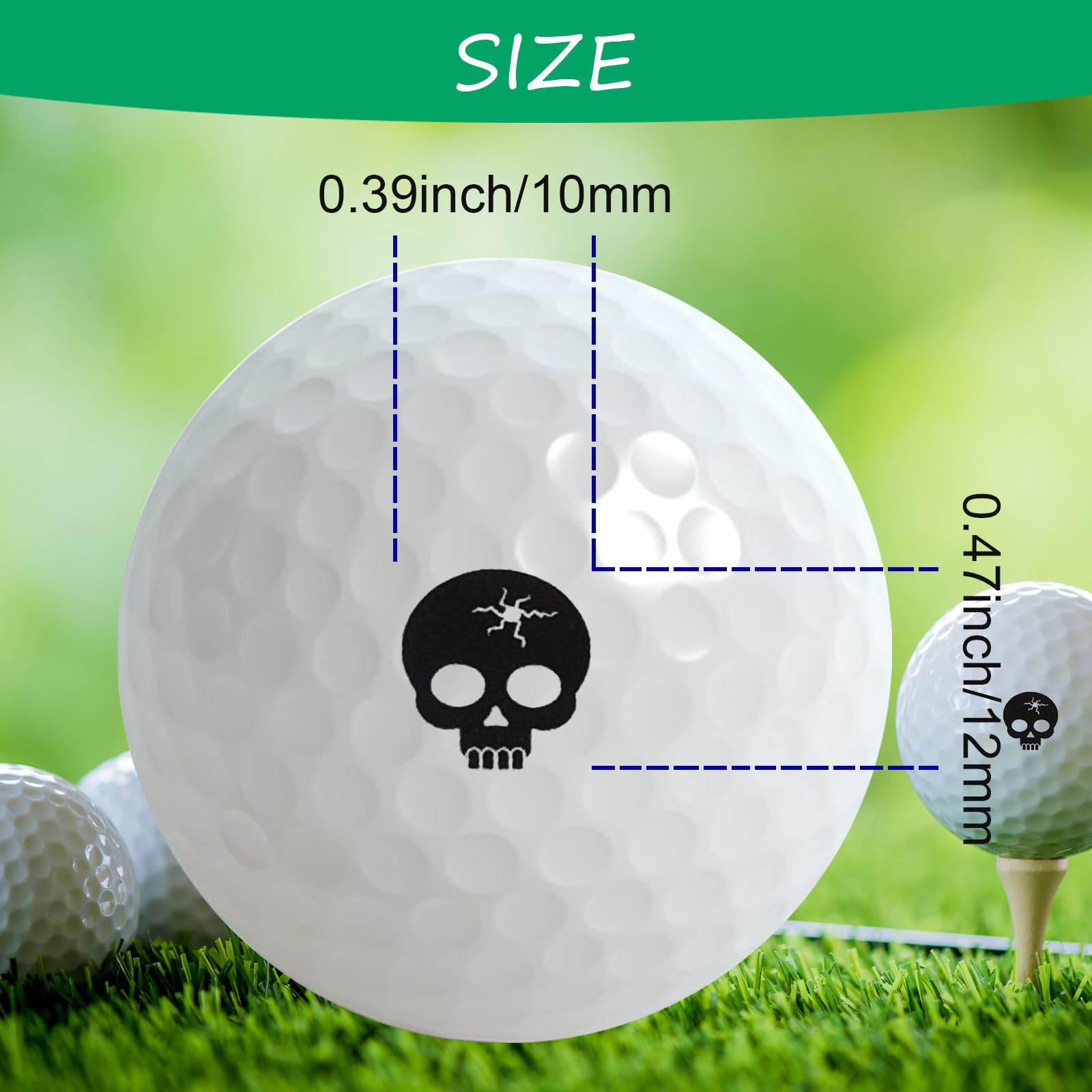 keyuanet Golf Ball Stamp Ball Stamper Self-Inking Markers Personality Pattern Design Reusable Marking Tool to Identify Golf Balls Golfer Gift for Men Women Golfing Accessories not Include Ball(Skull)