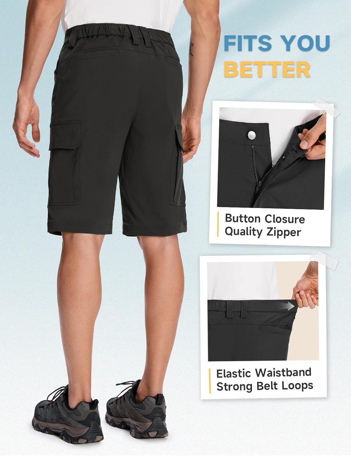 Moosehill Mens-Hiking-Shorts Cargo Lightweight Water Resistant Quick Dry Big & Tall with 8 Pockets for Tactical Work - Image 6