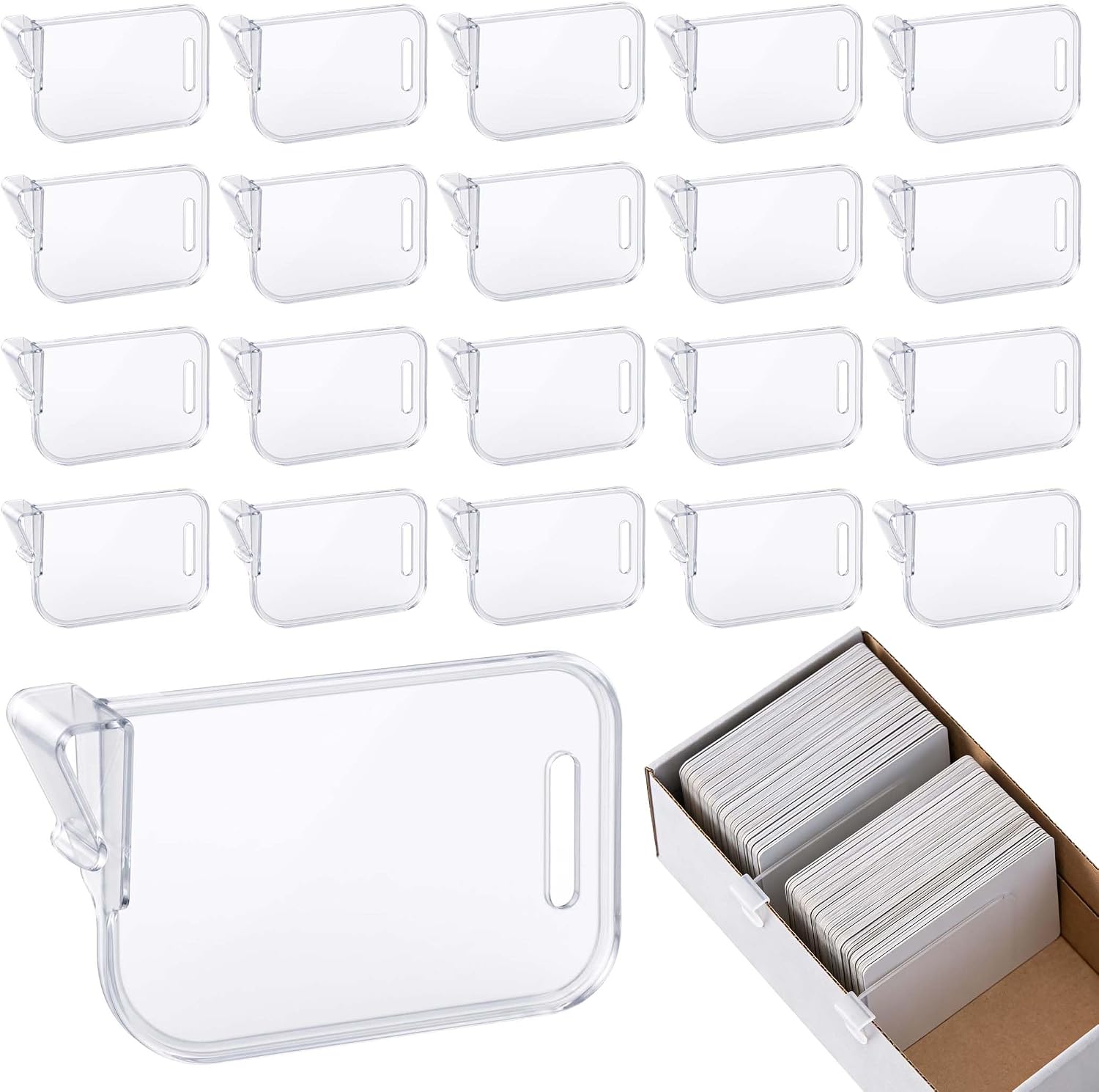 PP Trading Card Dividers Clip, Bryxium 20 Pcs Plastic Divider Cards | Game Card Box Sorting Dividers with Retaining Clips for MTG TCG Baseball Sports Cards Storage Boxes