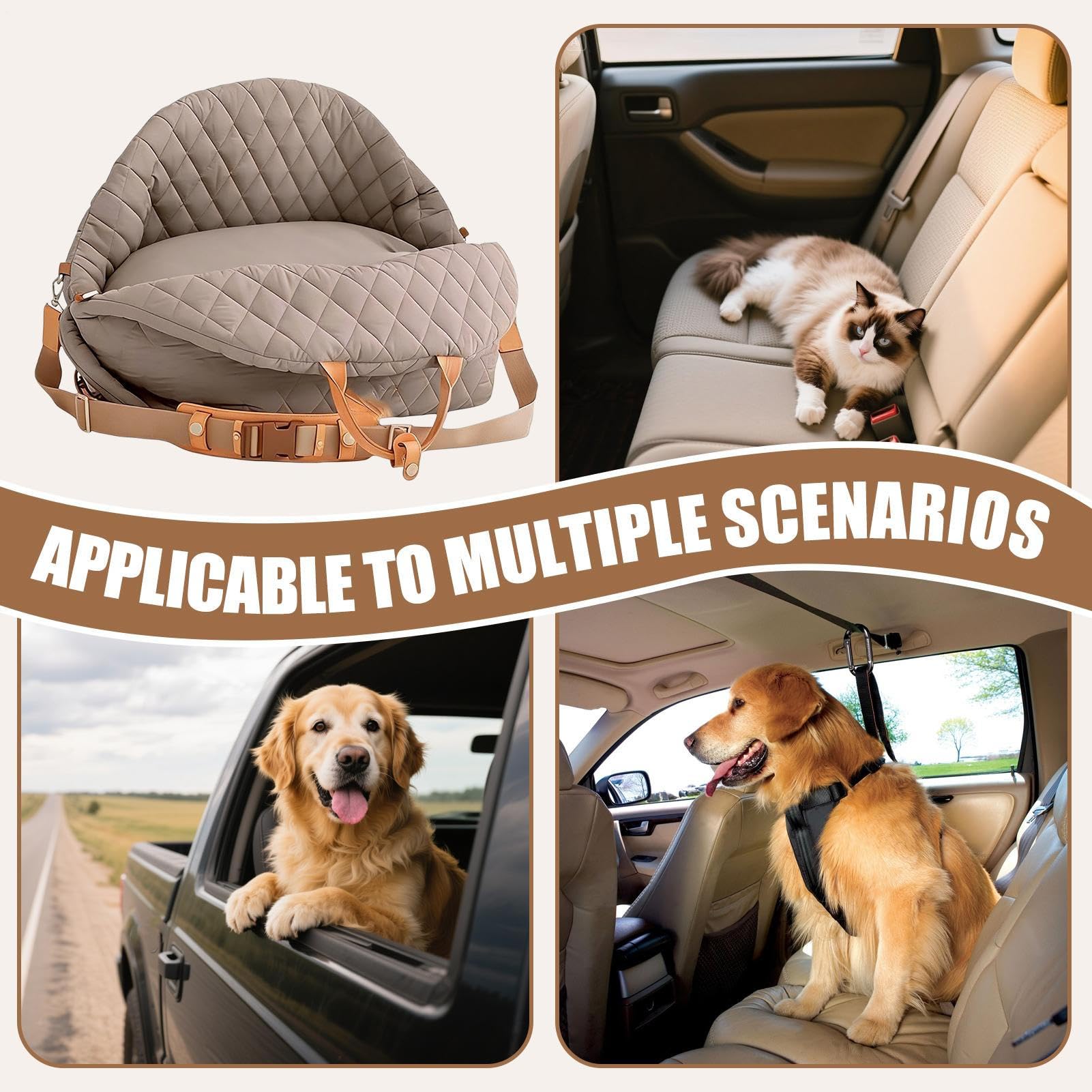 Sitzerhöhung für Auto, für Hunde – weiches Bett mit verstellbarem Gurt, Autositz für Pit Hund Transporter – für Pit Tier Katze Camping Reise Road Trip Fahrzeug SUV