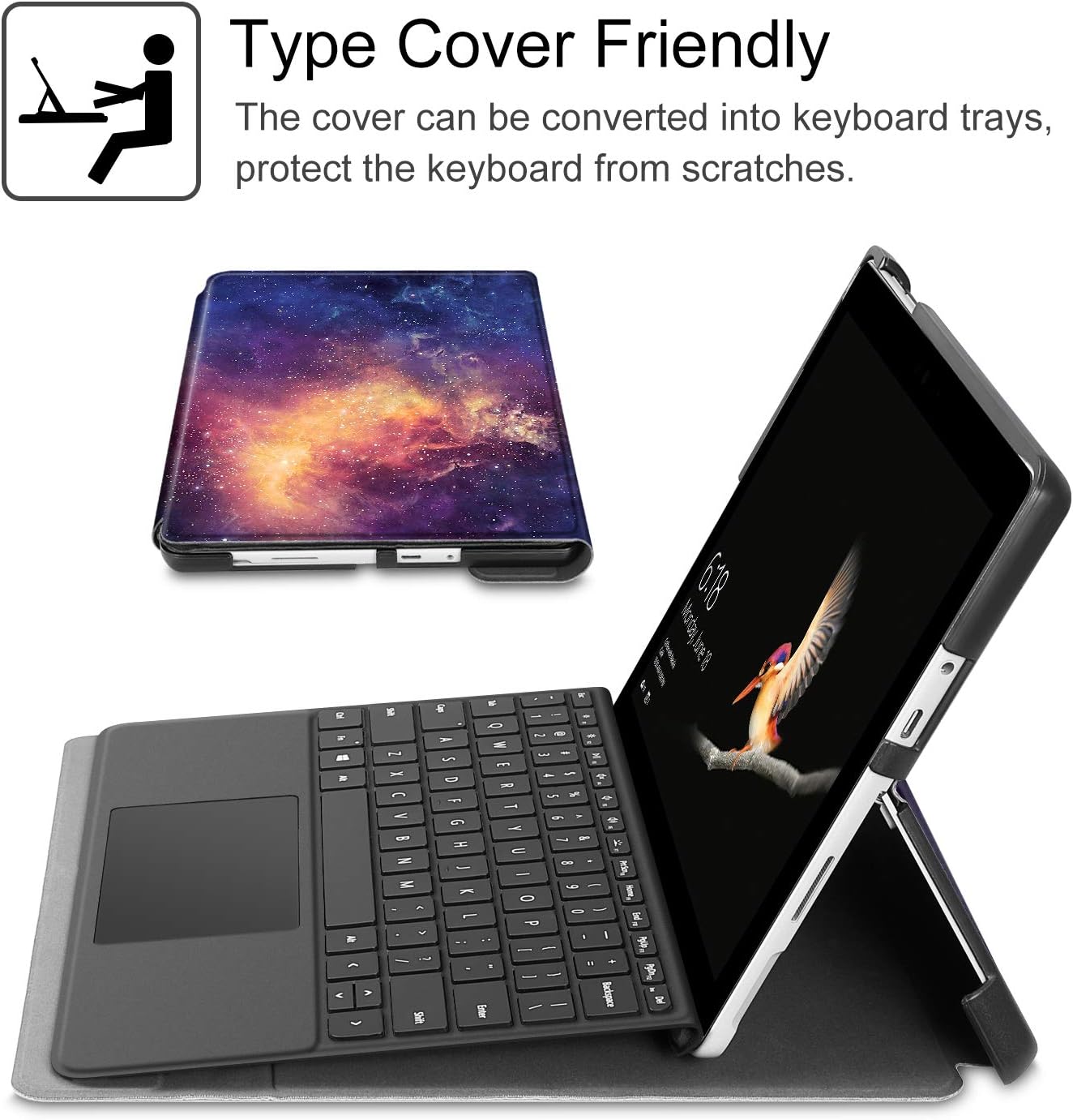 Fintie Case for Microsoft Surface Go 3 2021 / Surface Go 2 2020 / Surface Go 2018 10-inch Tablet - Multiple Angle Hard Shell Business Cover, Compatible with Type Cover Keyboard (Galaxy)