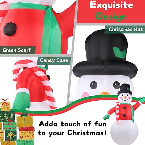 Miniatura 3 de Decoraciones inflables de Navidad al aire libre, muñeco de nieve de 8 pies, decoración de patio con luz LED integrada para interiores, hogar,