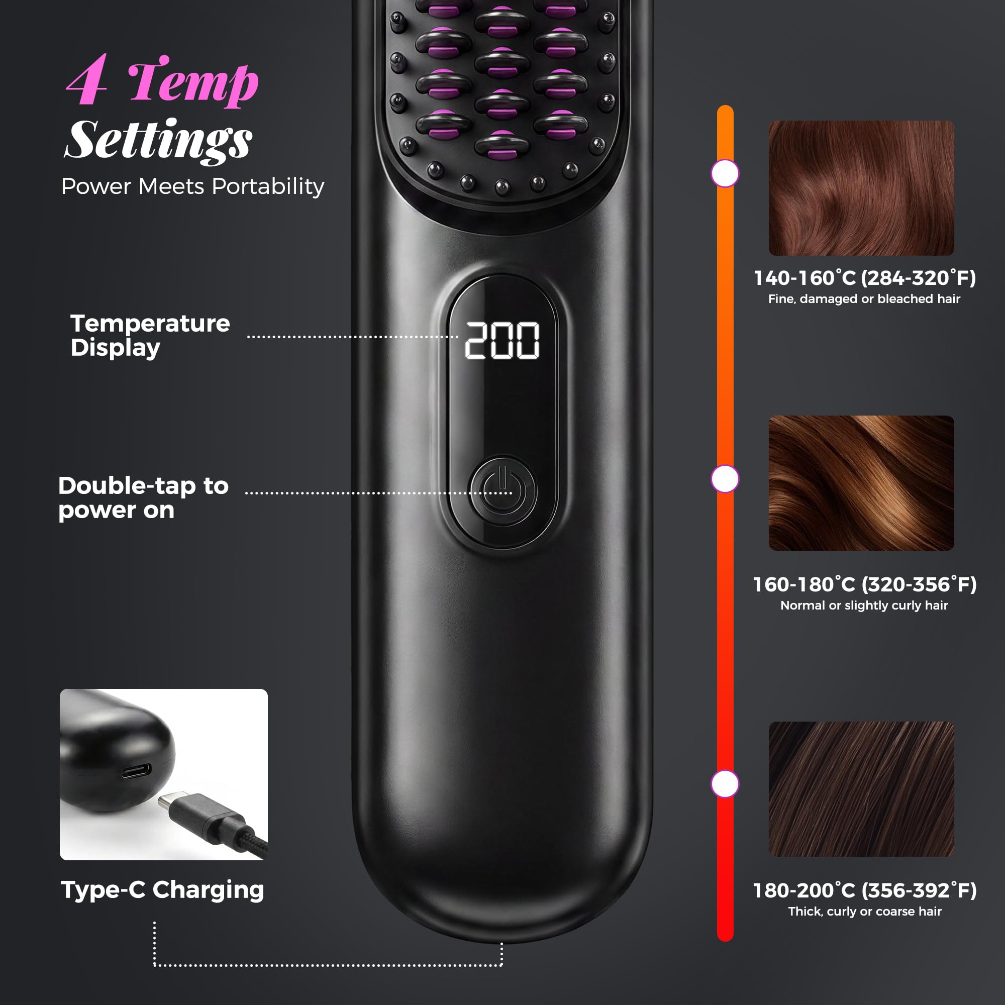 Go Brush Pro 2026, Cordless Hair Straightener Brush — view 4