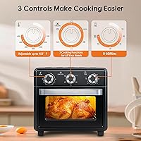 Vista 2 de Combo de Horno Tostador y Freidora de Aire de 10QT, Horno Freidora de Aire con 5 Funciones en 1, Control de 3 Perillas y Ventana Visible, Cocción