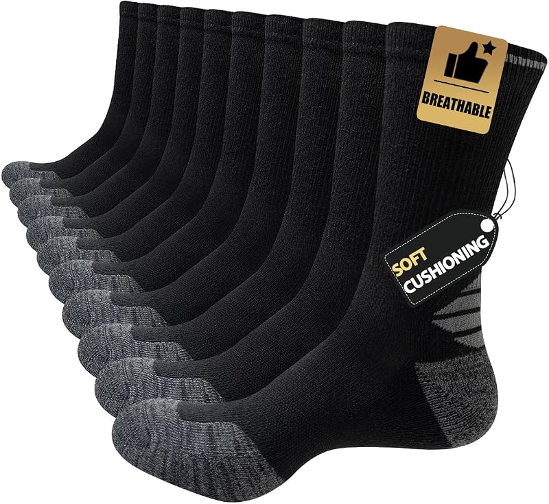 JOYNÉE 5/10 pares de medias de trabajo ligeros y largos para hombre, medias atléticos informales y transpirables para deportes de entrenamiento
