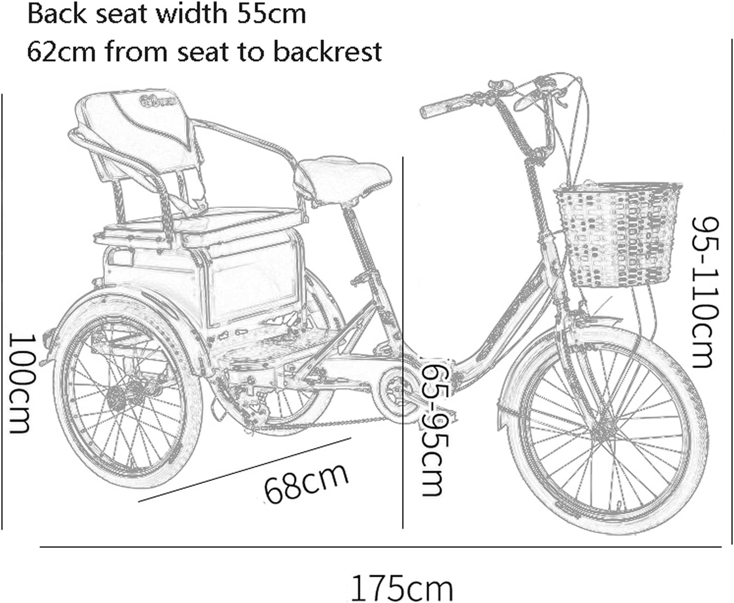 大人用三輪車 3輪バイク 20インチ 3輪クルーザーバイク 6速 高炭素鋼