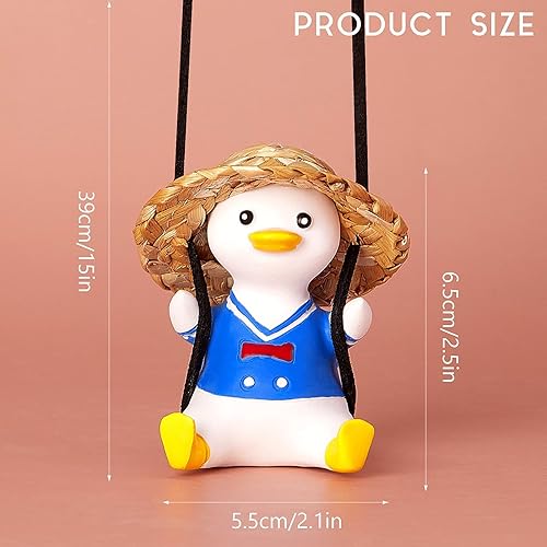 Miniatura 3 de Accesorios de decoración de coche de pato oscilante, colgante de espejo retrovisor, decoración de automóvil para damas y hombres, abrigo azul