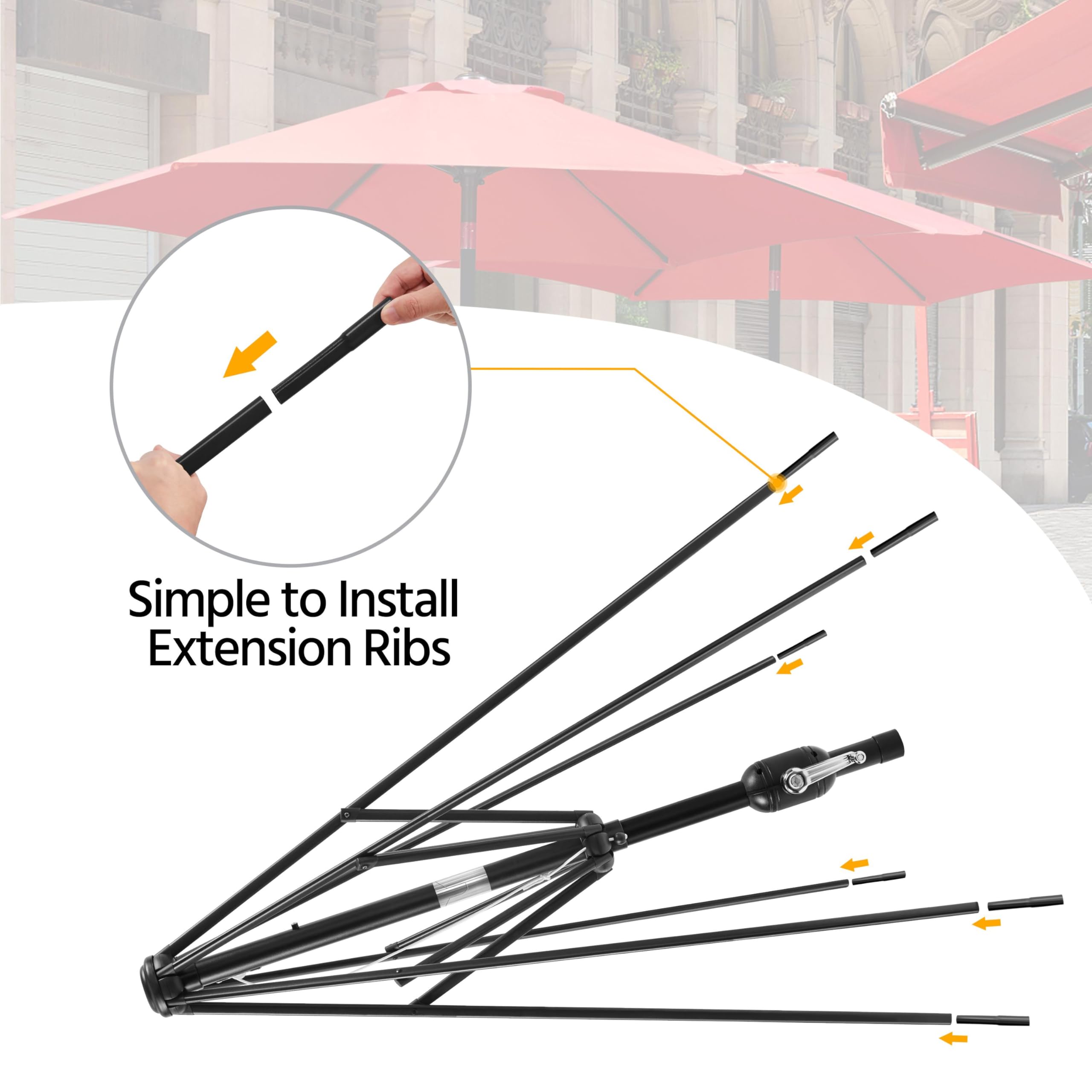 Yaheetech 7.5FT Patio Umbrella Market Umbrella with 6 Ribs Push Button Tilt and Crank Garden Table Umbrella for Garden, Deck, Backyard, Pool, Beach Red