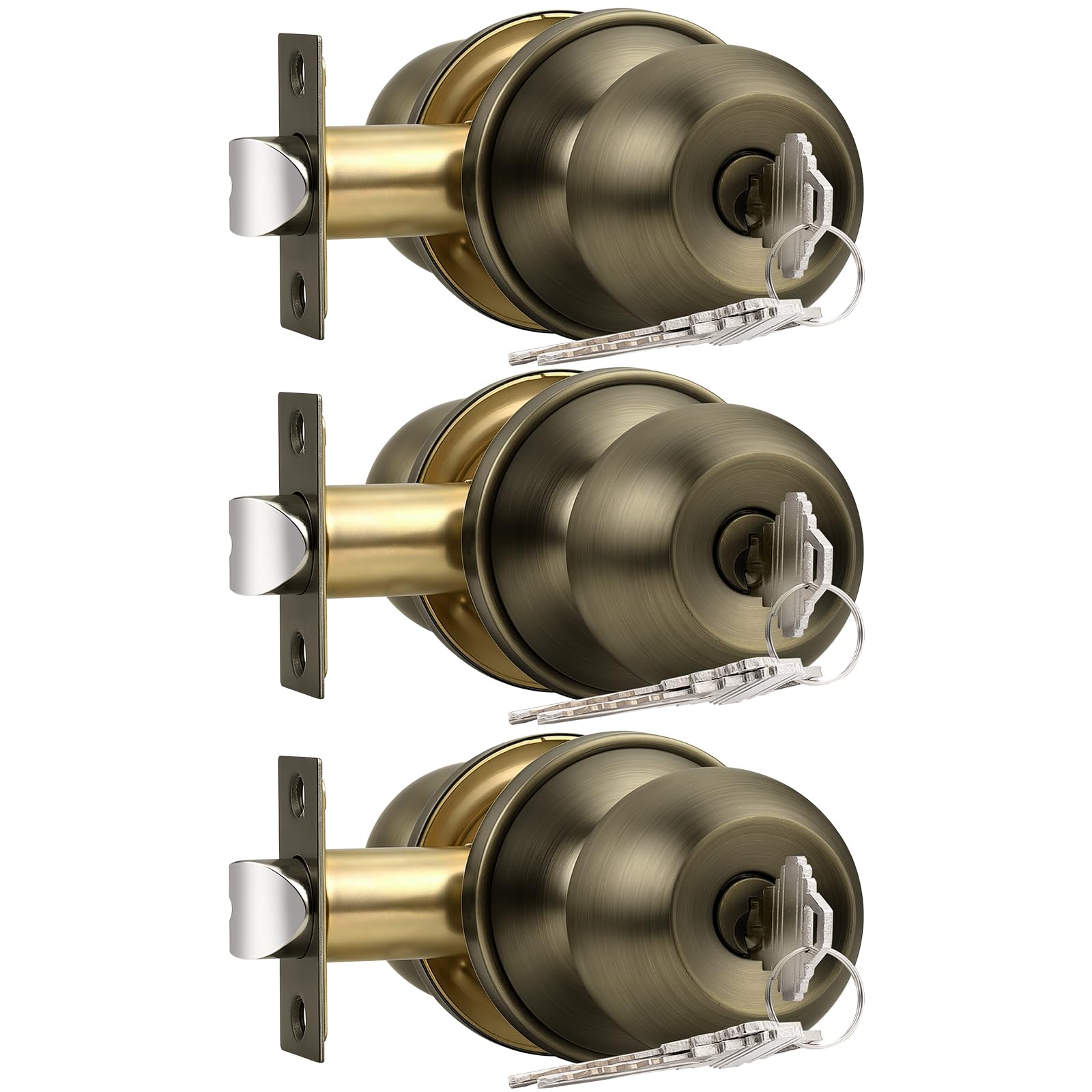 Brushed Nickel Keyed Alike Door Knobs - 10 Pack -30