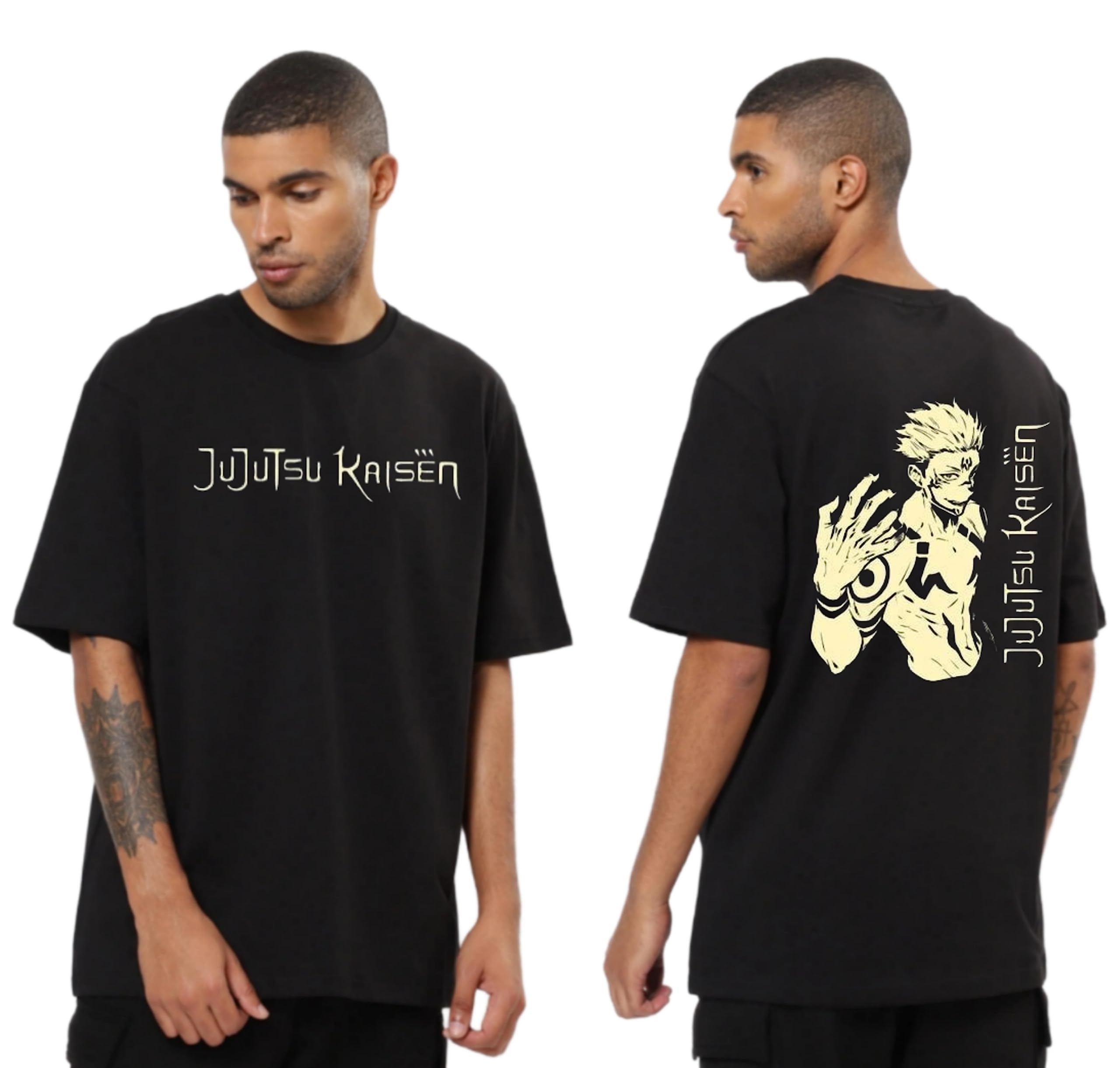 Be Crazy Oversized Loose Baggy Fit Drop Shoulder Half Sleeves Pure Cotton Anime Graphic Printed T-Shirt for Men