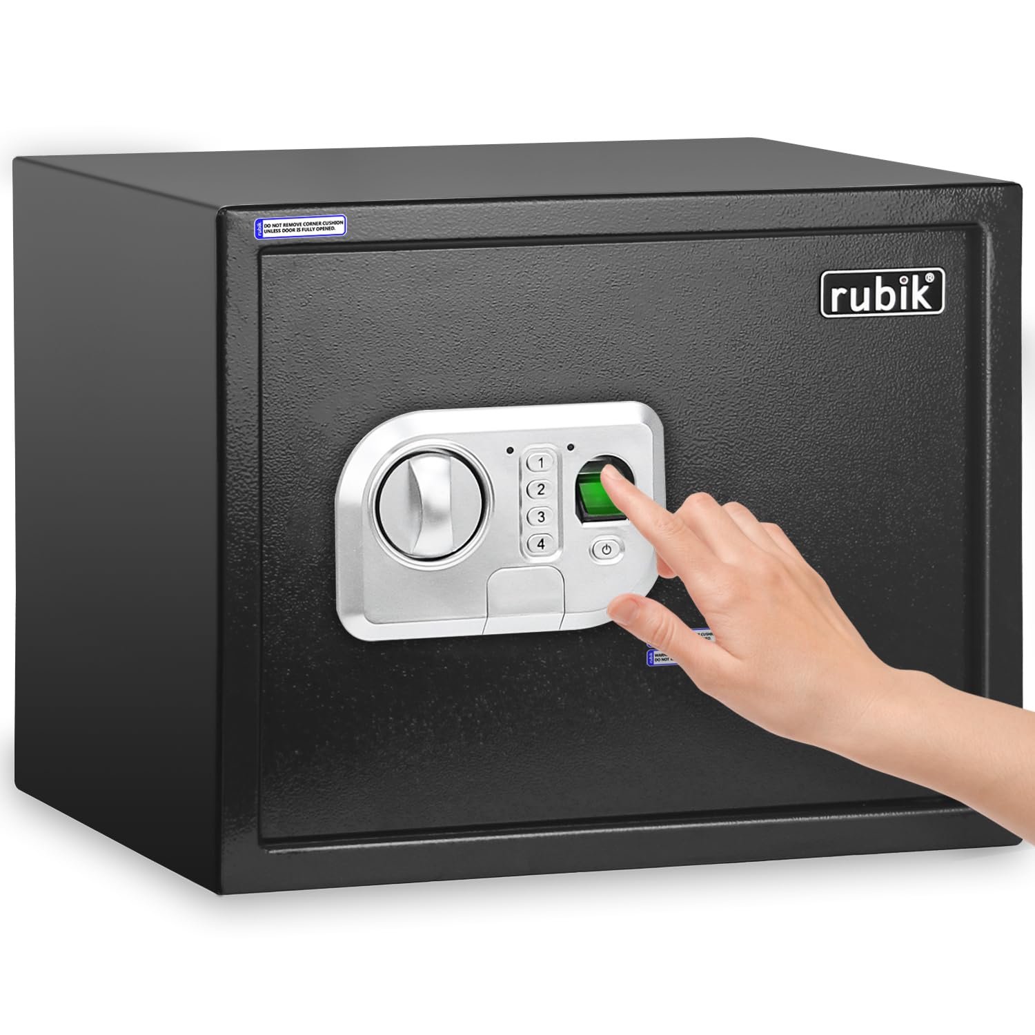 Rubik Large Safe Box Biometric Fingerprint, Digital Keypad and Key Lock, A4 Document Size Safety Locker for Home Office RBFPN30 (8kg, 30x38x30cm) Black