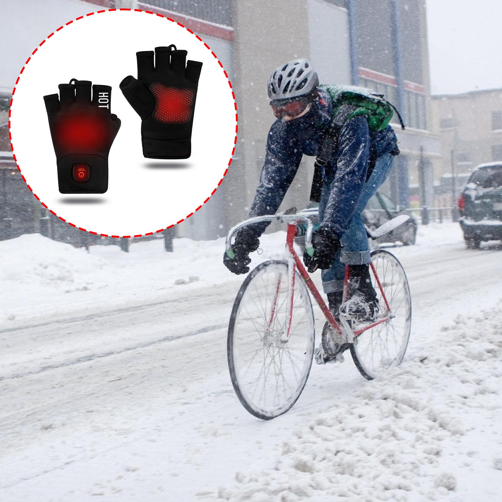 Guanti caldi a mezze dita, alimentati tramite USB, temperatura modificabile, per moto, equitazione, ghiaccio, sicurezza delle mani, guanti riscaldati per esterni, con calore rapido