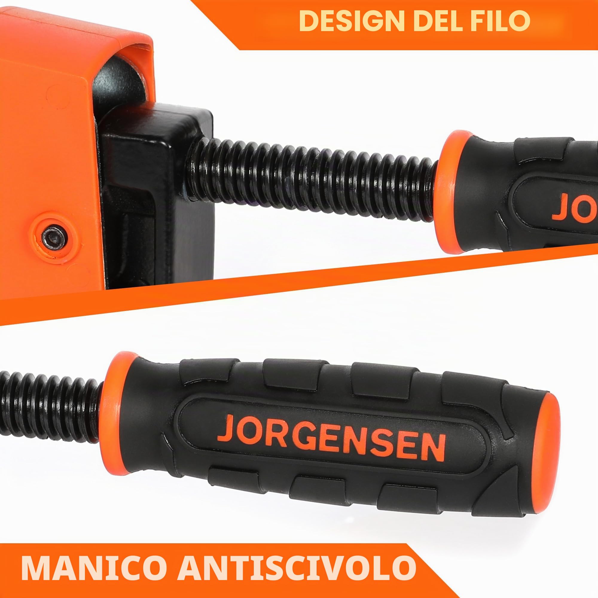 JORGENSEN Profi Morsetti da Falegname 2 Pezzi Serraggio 680 kg, 2-in-1 Set di Morsetti per Legno a sgancio rapido da 600mm, Morsetti a barra Fissaggio del Legno con una Sola Mano