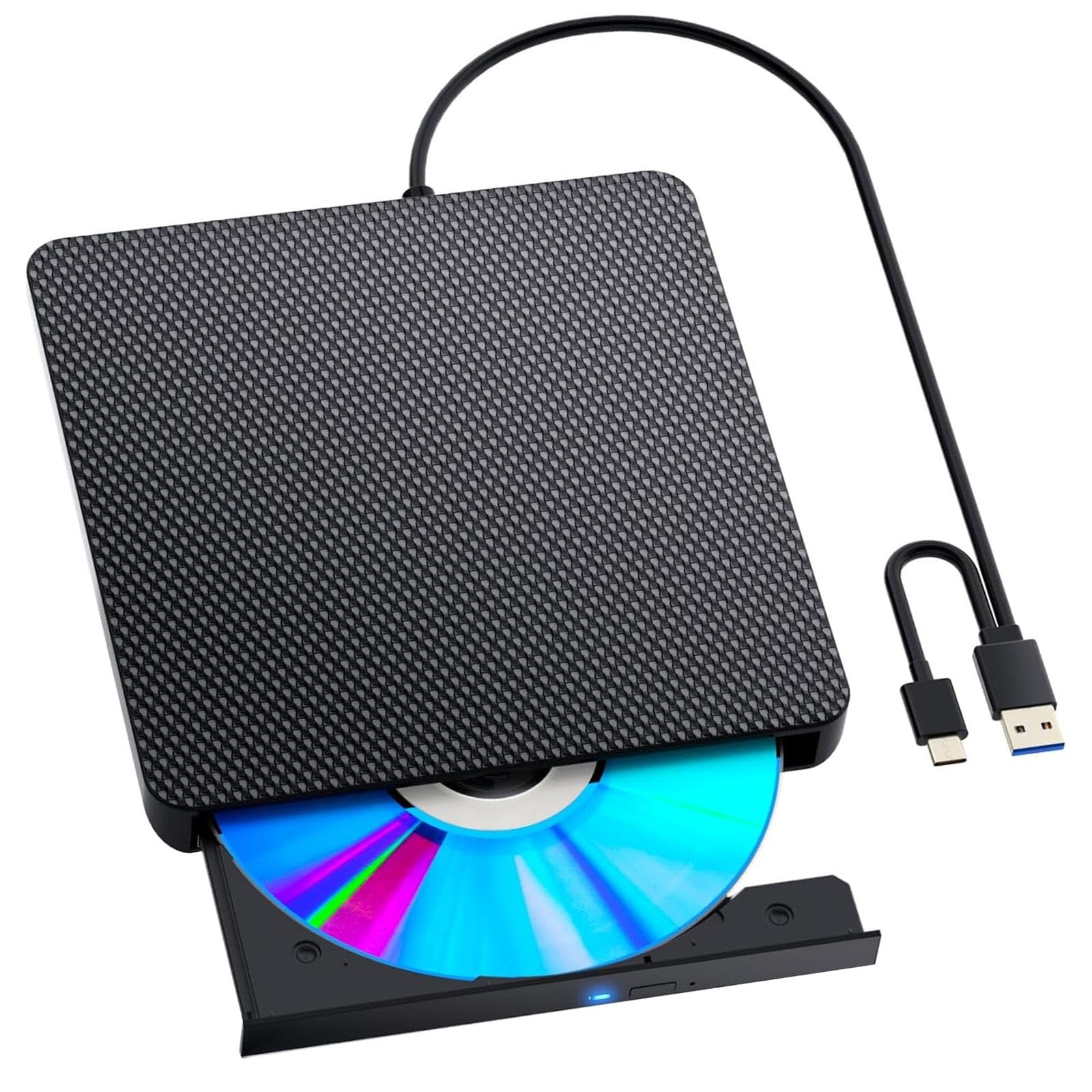 Colexy BLU-Ray Externa de BD de Lectura/Escritura, Grabadora Reproductor de BLU Ray 3D CD DVD USB 3.0 y Type-C grabadora para Laptop, MacBook, PC de Escritorio