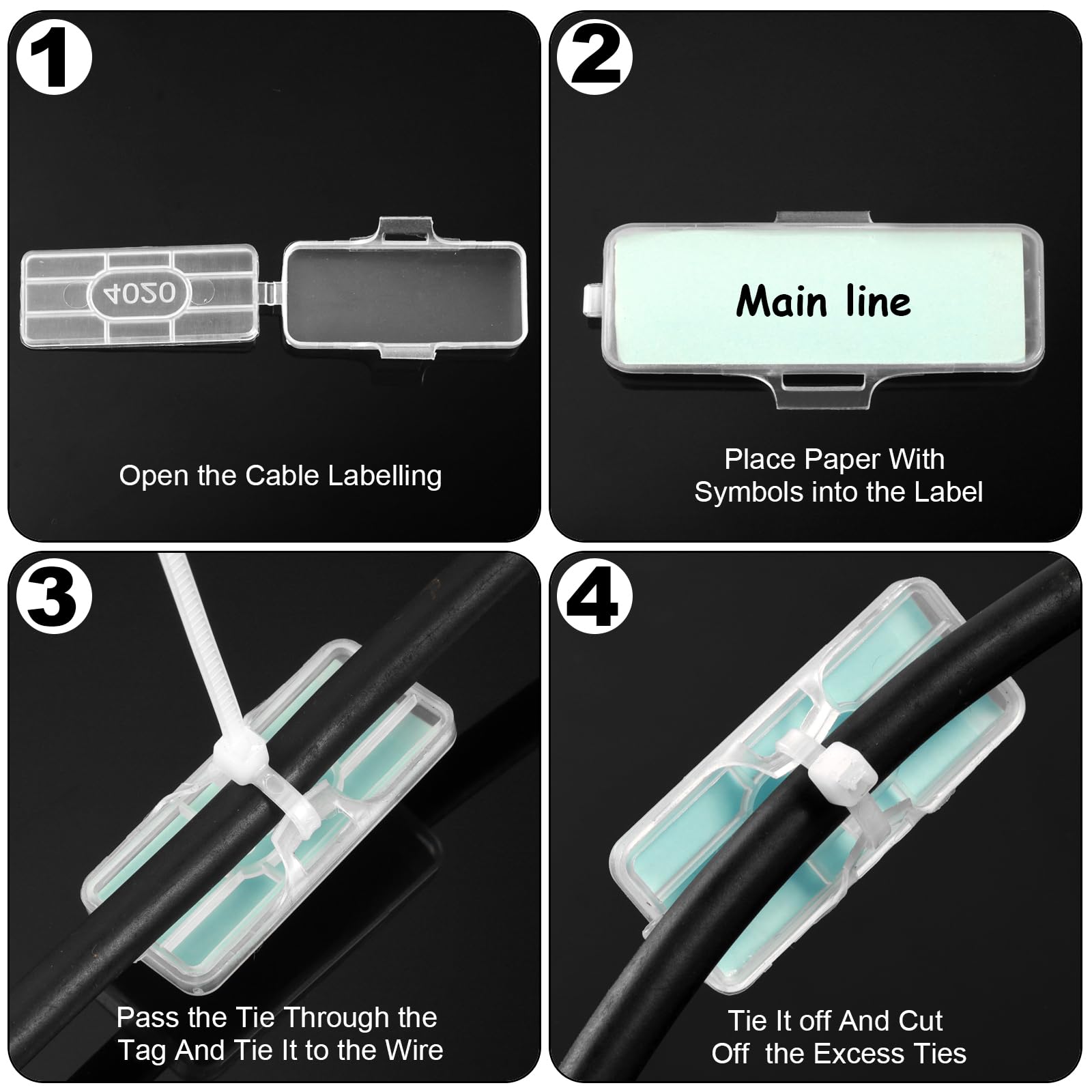 Nadinsta 60 Pieces Transparent Cable Labels, Two Specifications-3010-4020 Cable Tags with Reusable Zip Ties - Image 3