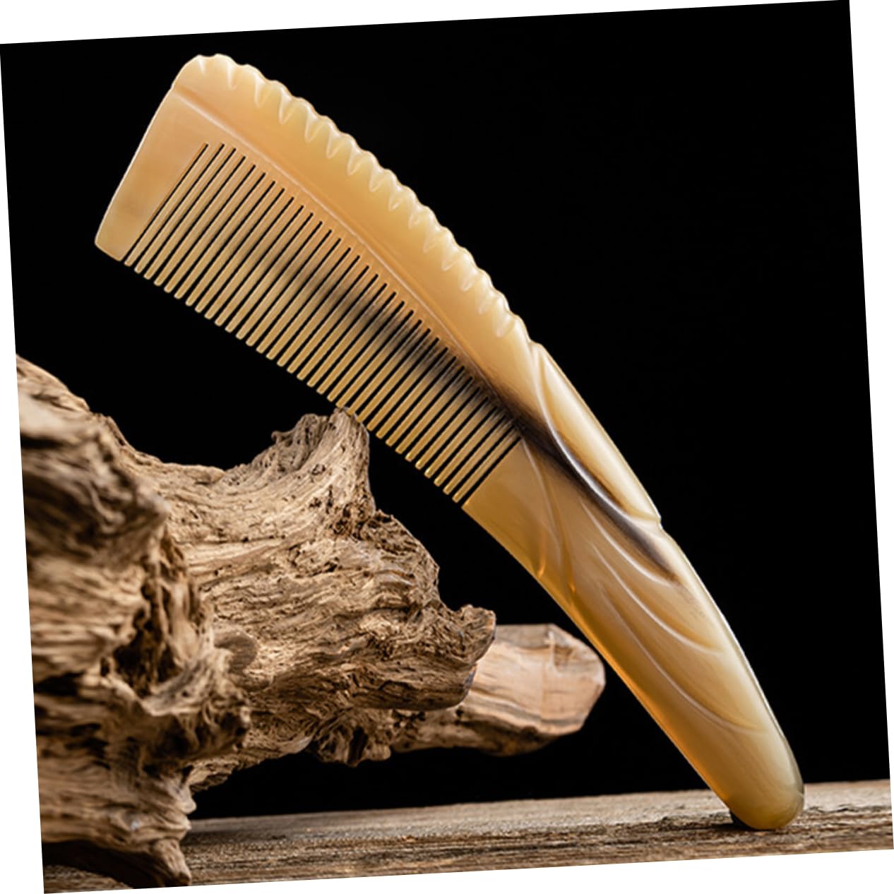 Didiseaon 3 Pièces peigne à moustache peigne à cheveux scalp massage de massage en corne de boeuf hommes en corne de massage antistatique cadeau artisanat cornes