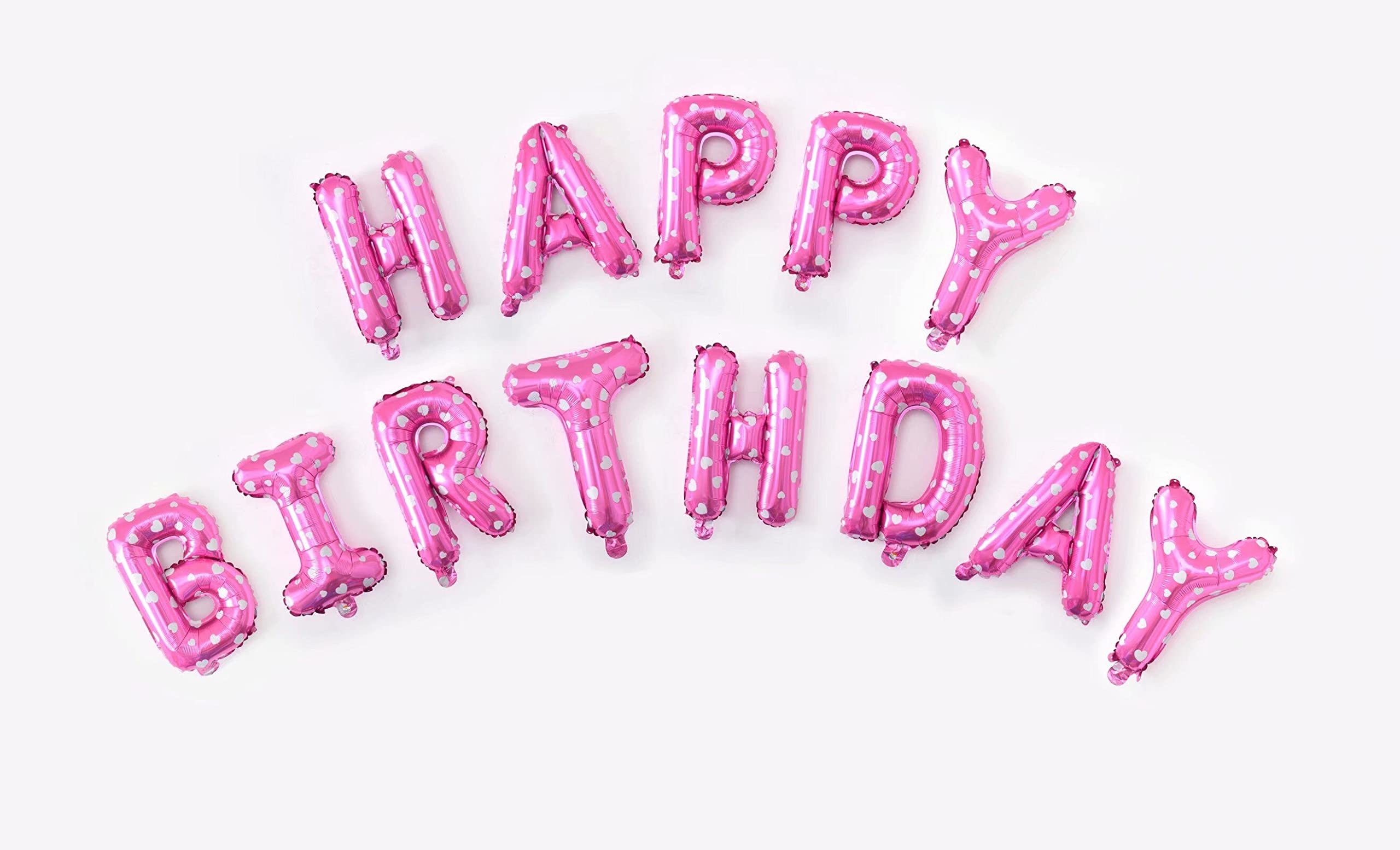 Pink Hearts Happy Birthday Banner Foil Balloon, 2m