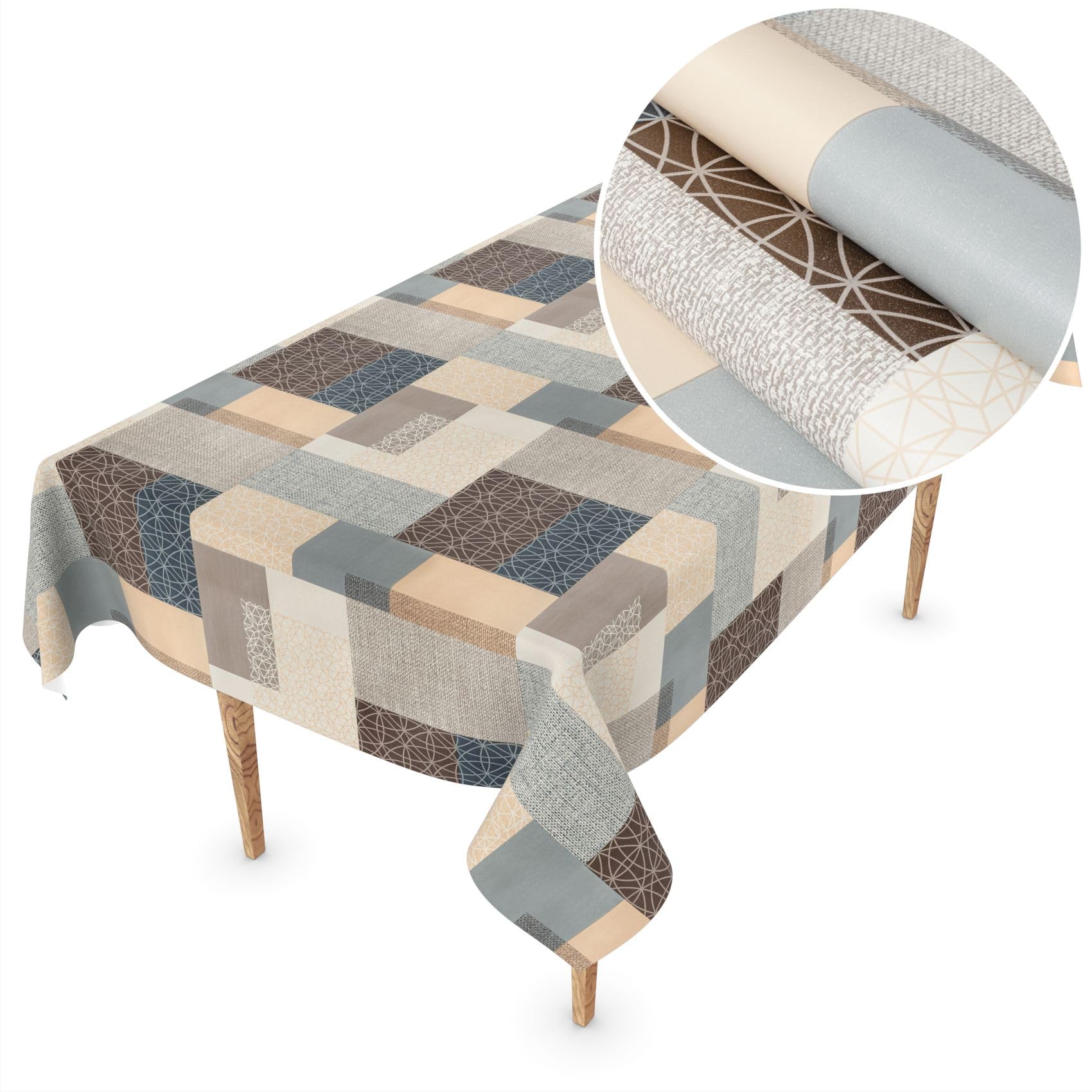 Nappe en toile cirée lavable au mètre ovale et ronde Mirka 220 x 140 cm