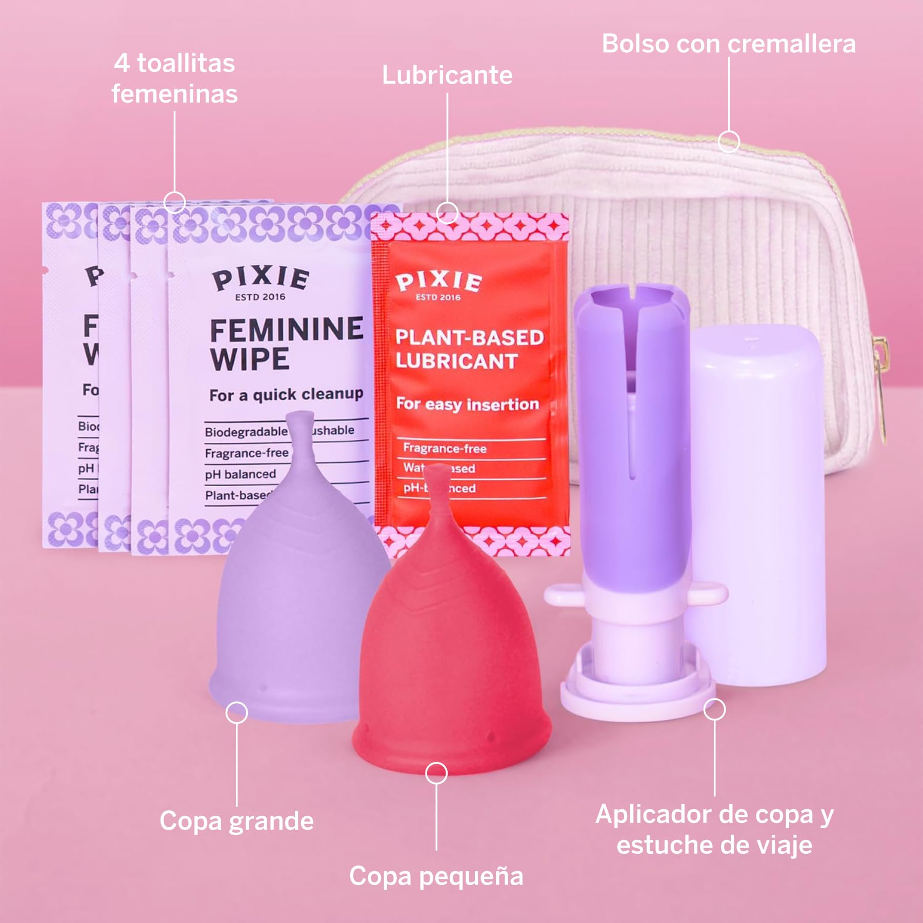 Paquete de 2 copas menstruales y aplicador, sin metales ni toxinas, 100% silicona de grado médico, taza de período reutilizable más suave, se inserta como un tampón, capacidad de 4 y 6 tampones