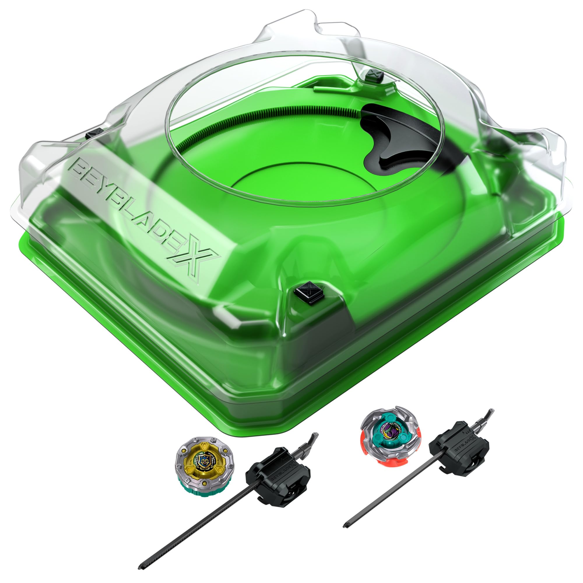 Beyblade X, Set de Batalla Sneak Attack con Arena Beystadium, 2 Tops Takara Tomy de rotación Derecha, 2 lanzadores, A Partir de 8 años