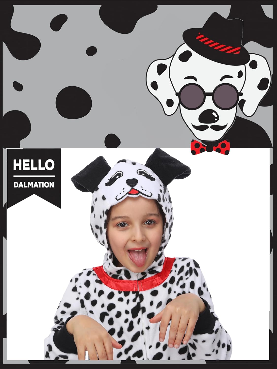 Animal Costume Kids, Cheetah/Monkey/Black Cat/Blue Monster/Dalmatians/Santa/Snowman Onesie for Girls Halloween - Image 5