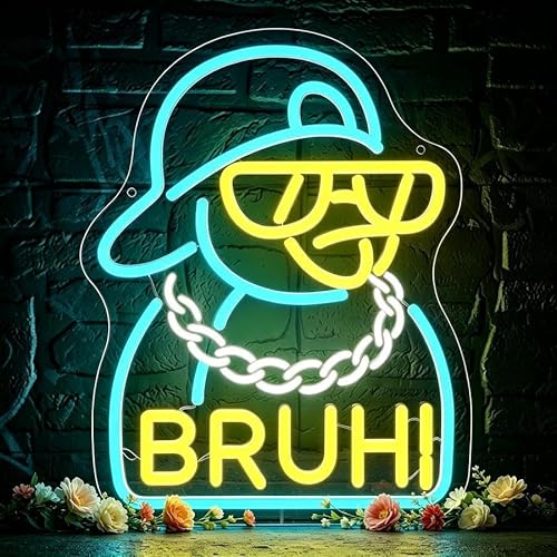 Hiphop Penguin Neon Sign for Wall Decor Dimmiable Funny Penguin Neon Light for Man Cave Birthday Gifts for Brother Men Cool Sign for Music Room Party Office Bedroom Garage Size13.7 * 10.8In(