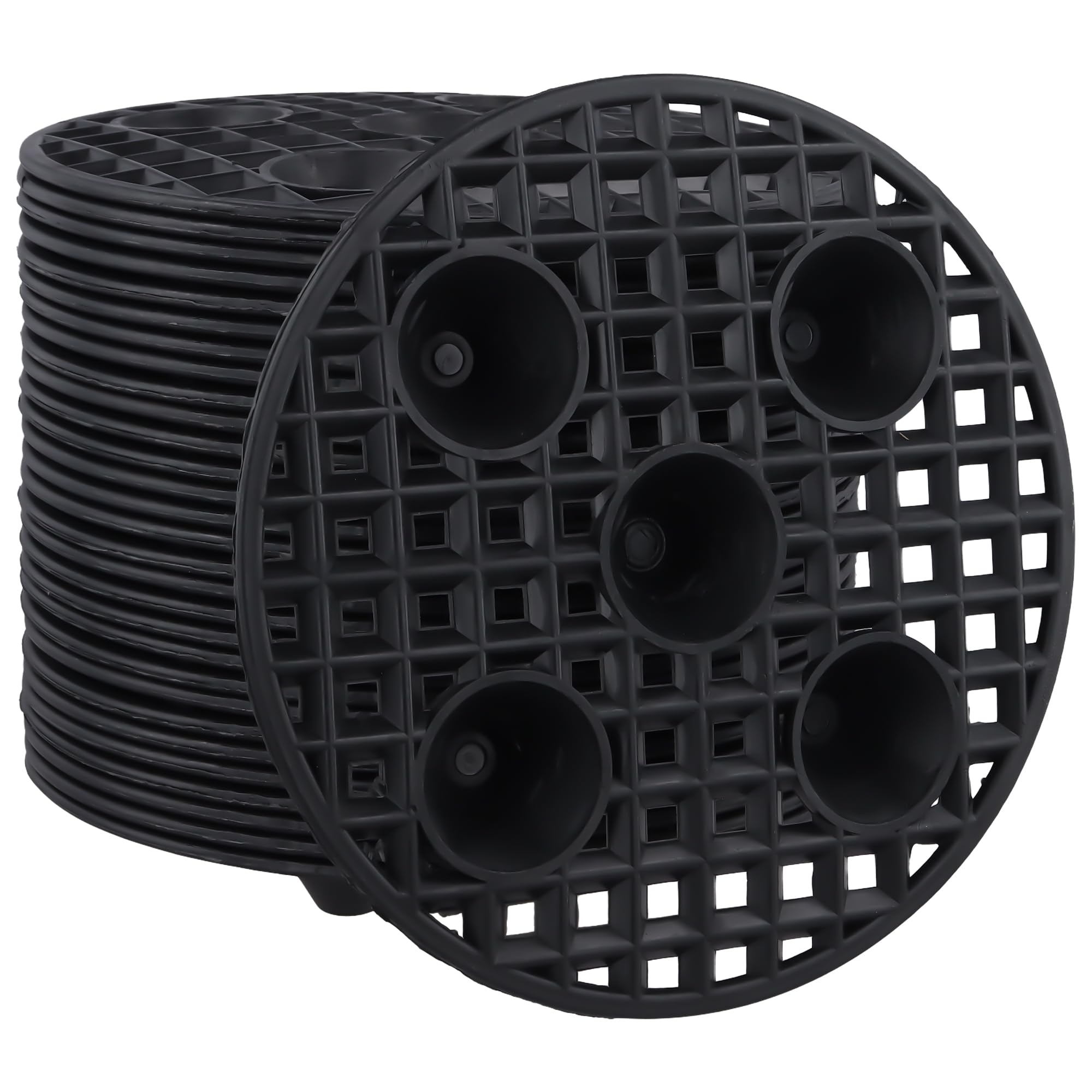 HAKZEON 30 PCS Plant Level Pot Elevator, 20 cm Round Flower Pot Stand Plant Holder Support, Plastic Plant Risers for Indoor Outdoor, Black