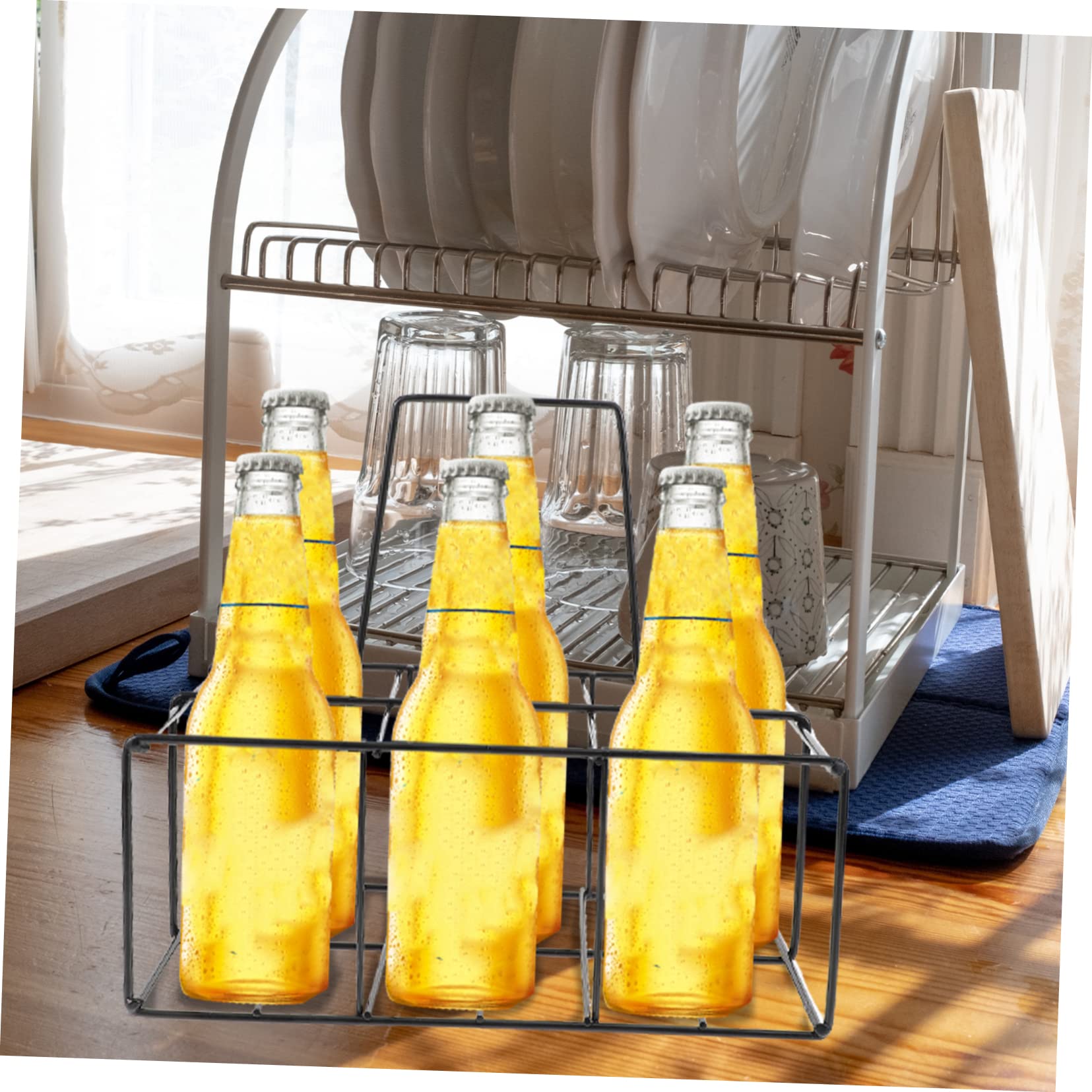 OFFSCH Iron Beer Bottle Holder Bottle Carrier Handheld Wine Rack for Easy Transfer