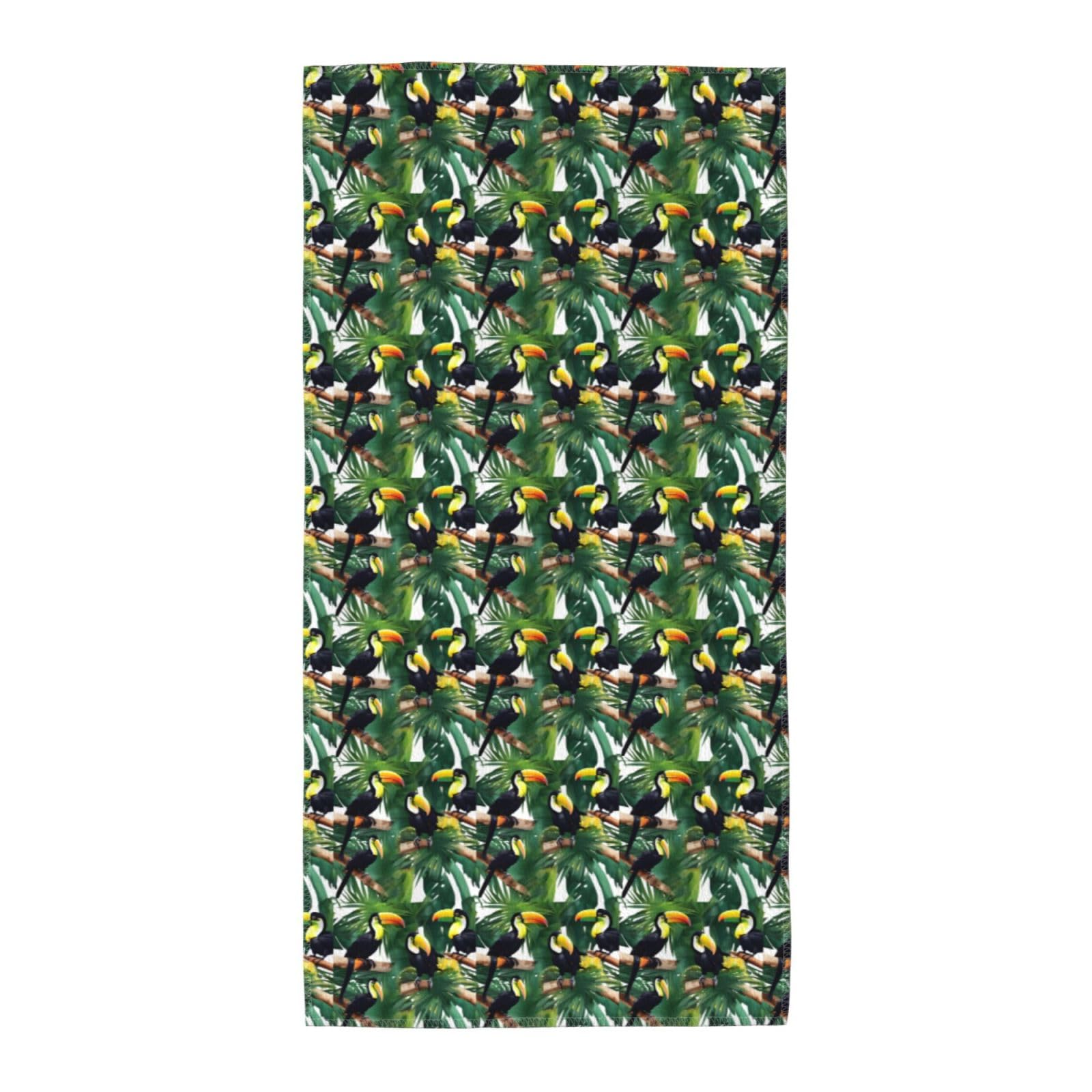 JBJGKHLP Toucans Parrot Palm Tree Leaves Print Adults Extra Long Beach Towel Soft Absorbent Quick-Dry Gym Swimming Running Yoga